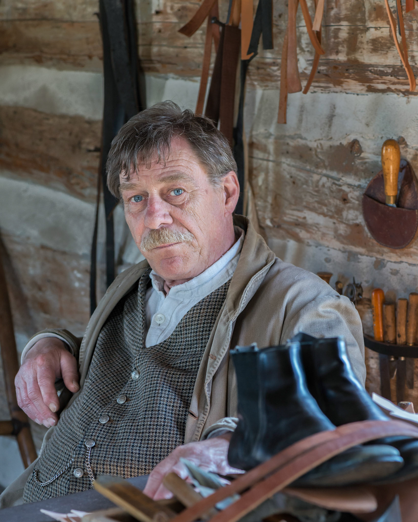Several of the reenactors at Upper Canada Village have been playing their part for many years, including the shoemaker shown here.