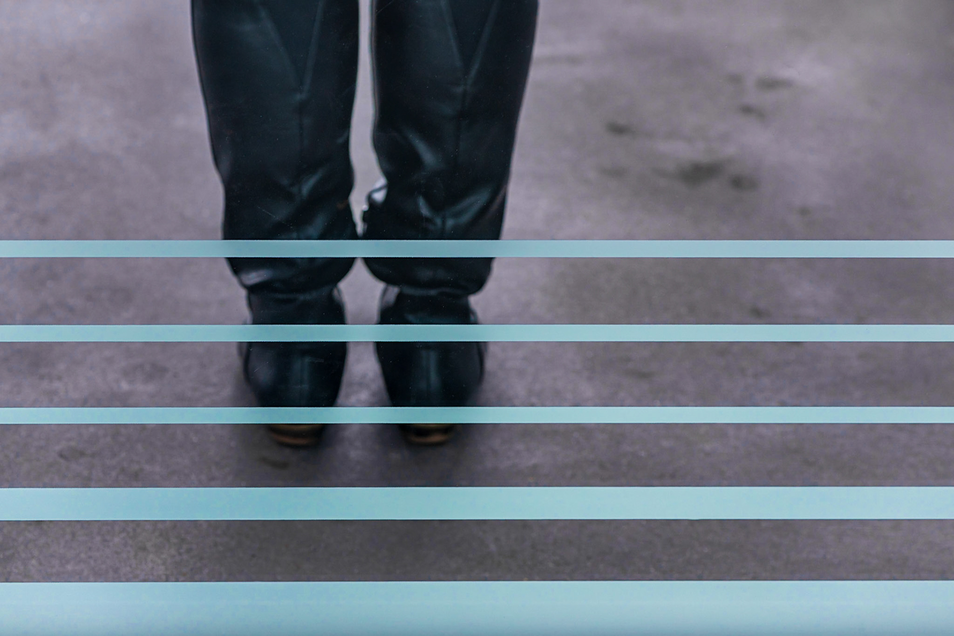 Blair Station. Basically, just horizontal and vertical lines. The blue horizontal lines were on a glass partition, and some unknown person kindly provided the vertical lines in the form of legs.