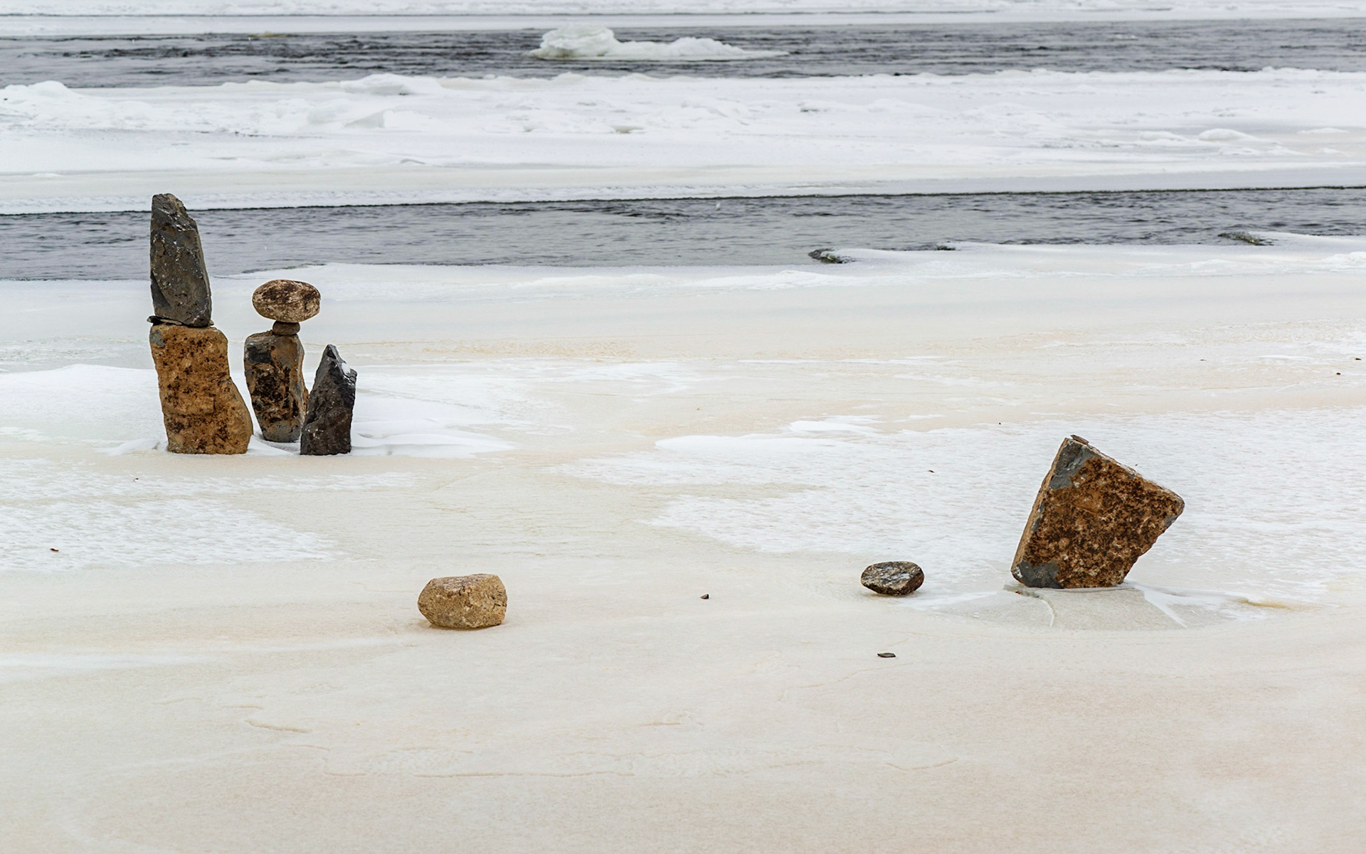 Rock sculptures at Remic Rapids are a well-known attraction in Ottawa, which are torn down by ice flows and need to be recreated in the spring.