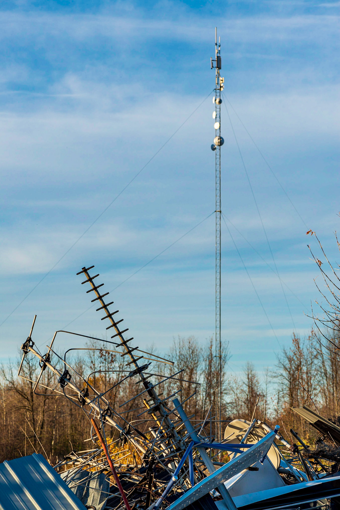 In addition to cars, there was a dump for miscellaneous metal. Here I’ve framed the functioning telecom tower in the background with antenna refuse in the foreground, as a new/old study.