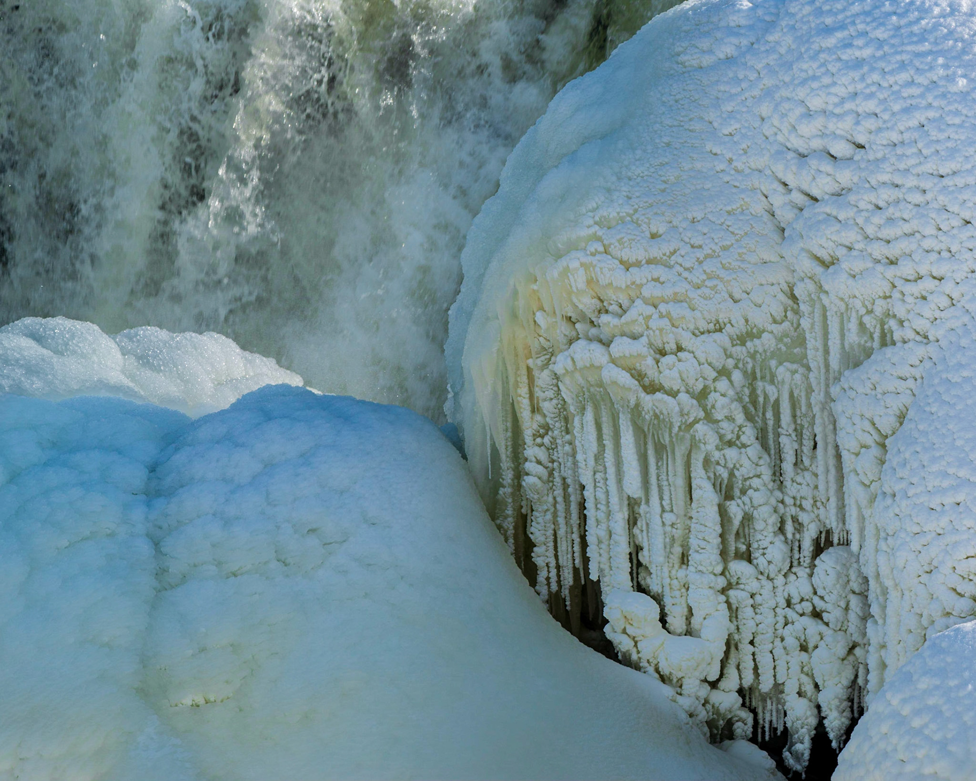 I put some work into this shot in post processing to balance highlight and shadow. I also sought to enhance the texture of the ice formation.