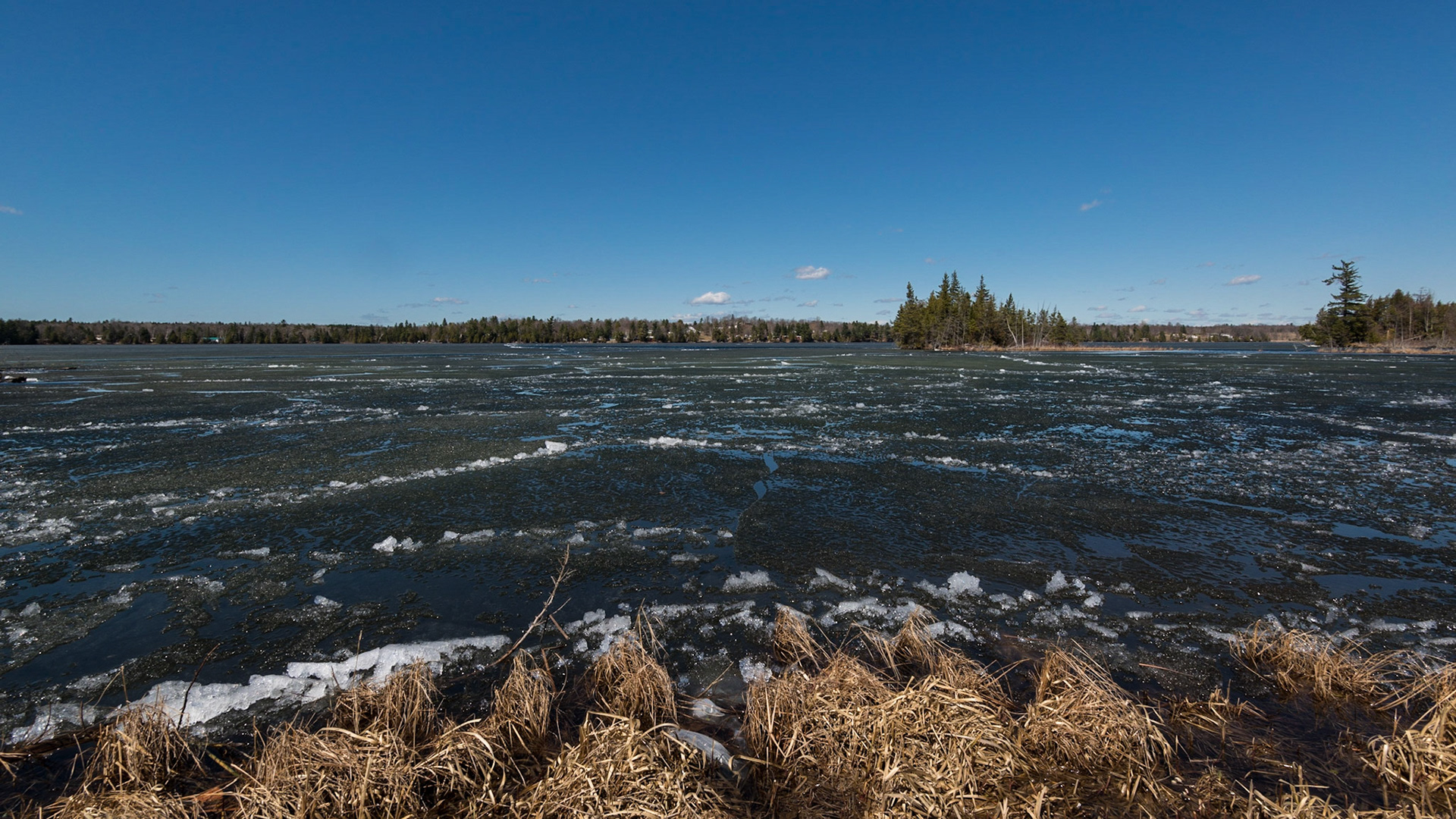 Taken near the shoreline, this shot shows the ice breaking up at lovely Silver Lake