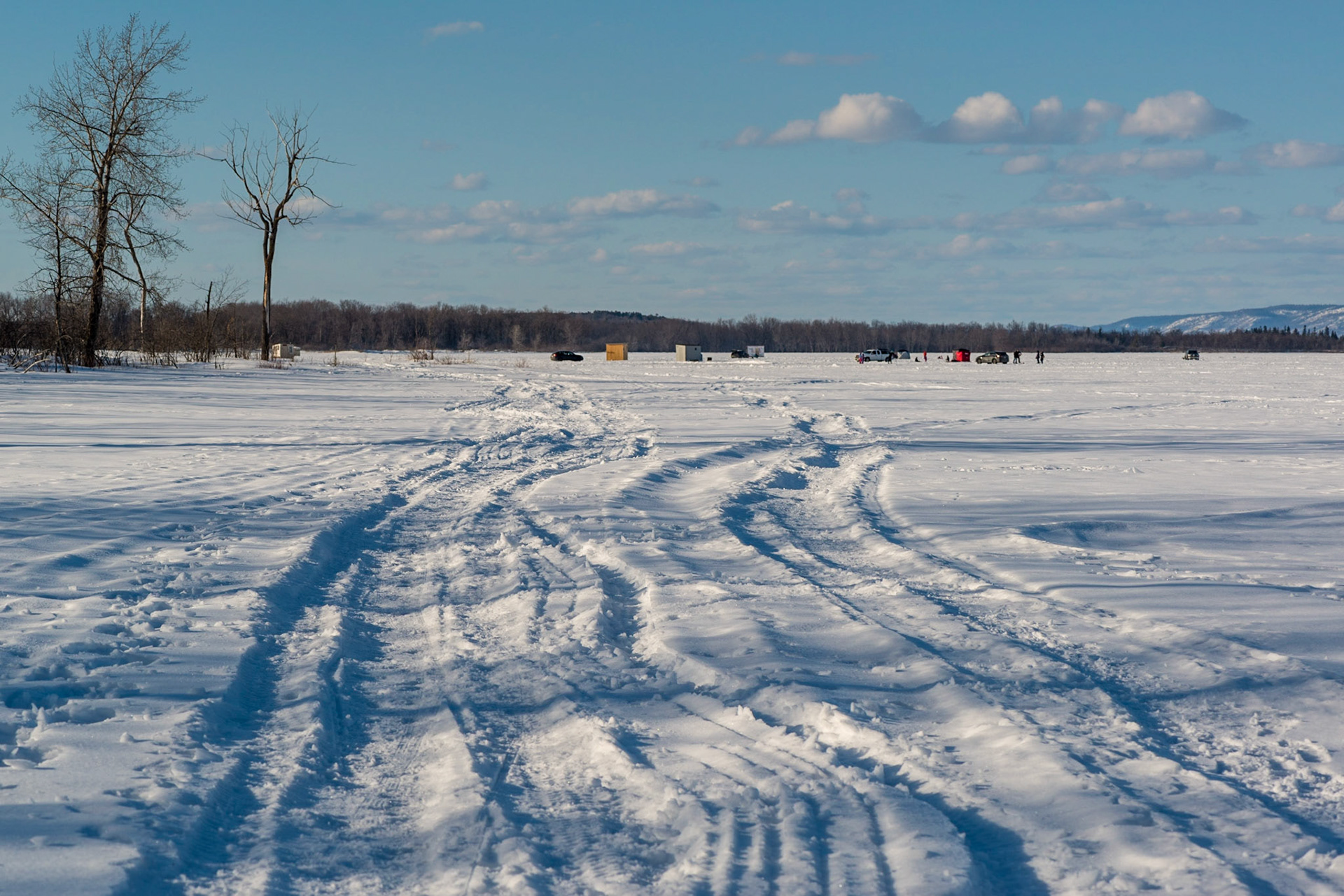 You can drive on the ice in the winter (and if it's thick enough, you might make it back to shore).