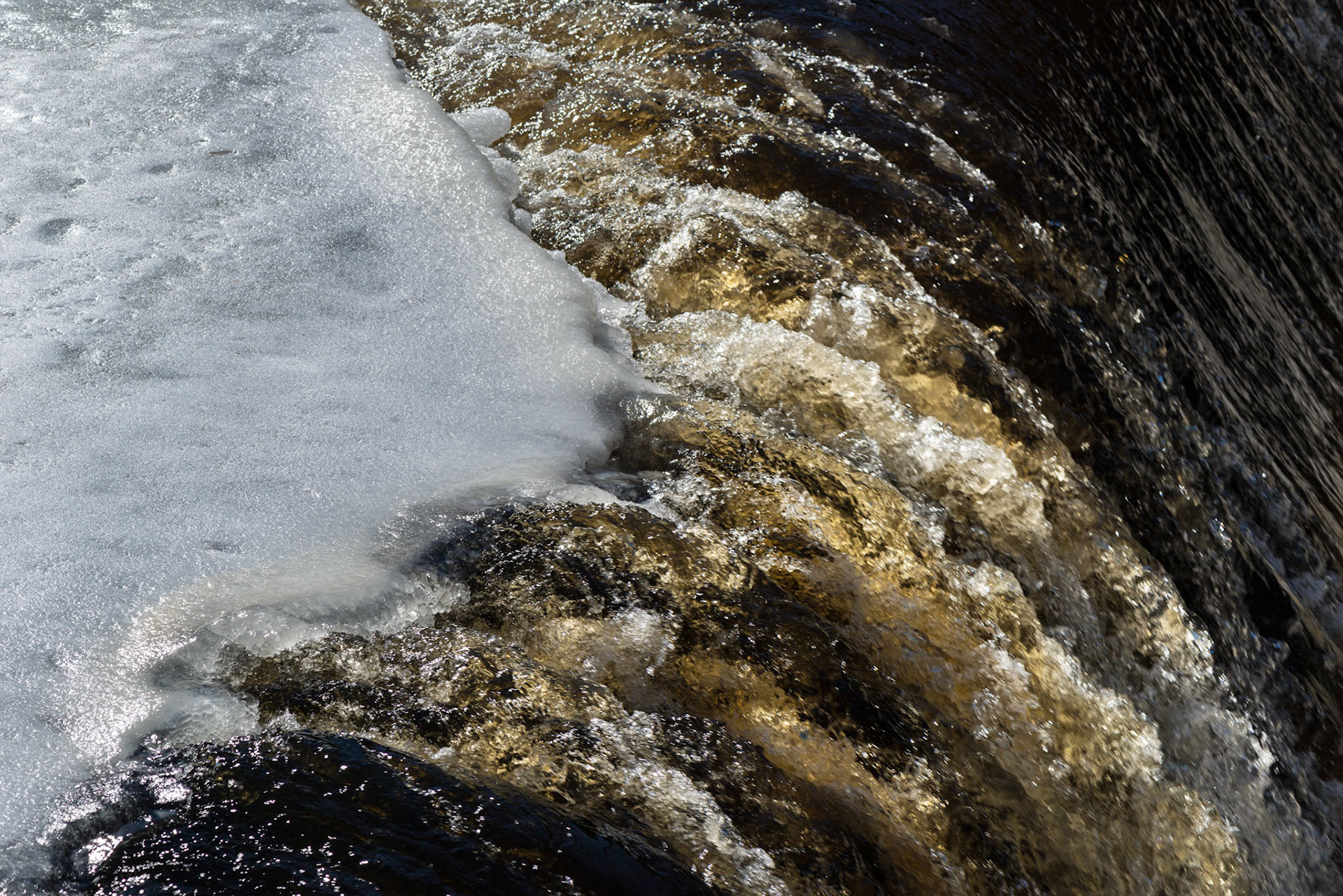 An underwater barrier creates the first of several waterfalls at Coulonge.