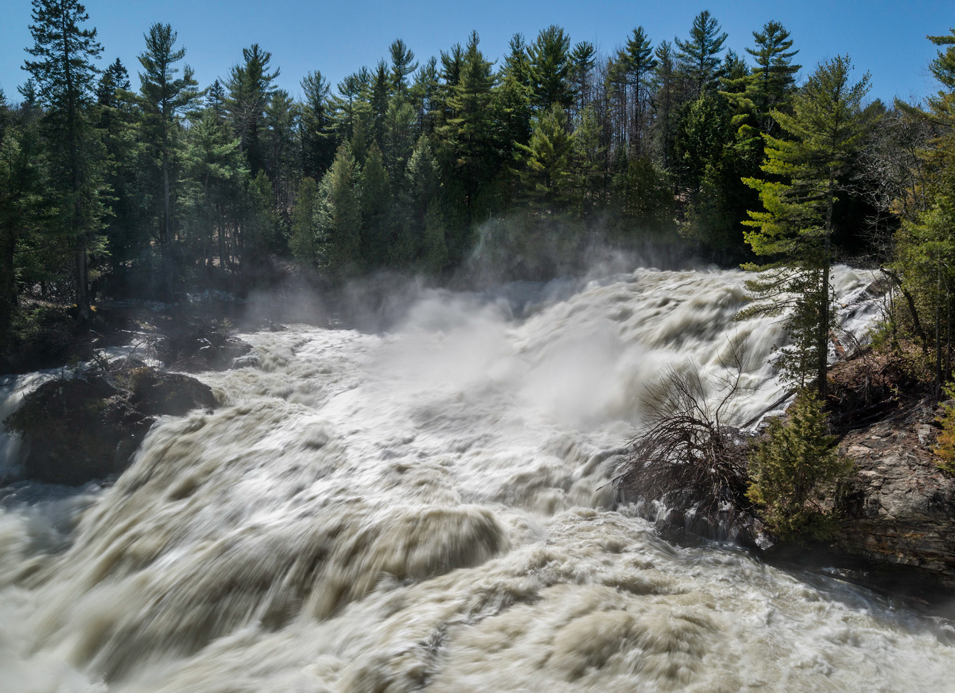 Long exposures are often used with moving water. This view was taken at a fairly conventional 1/13 sec speed.