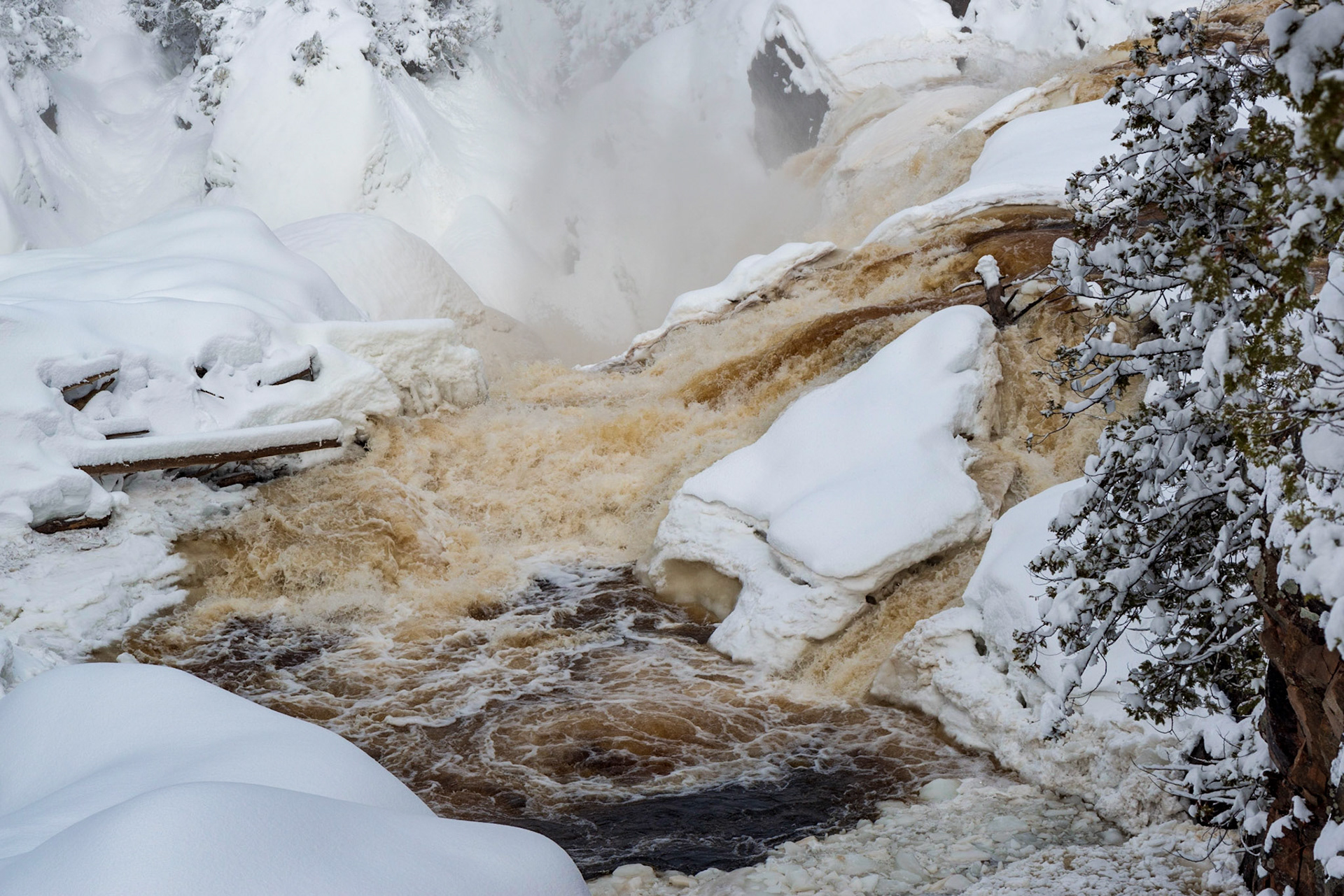 A detail shot of the river from the second bridge.
