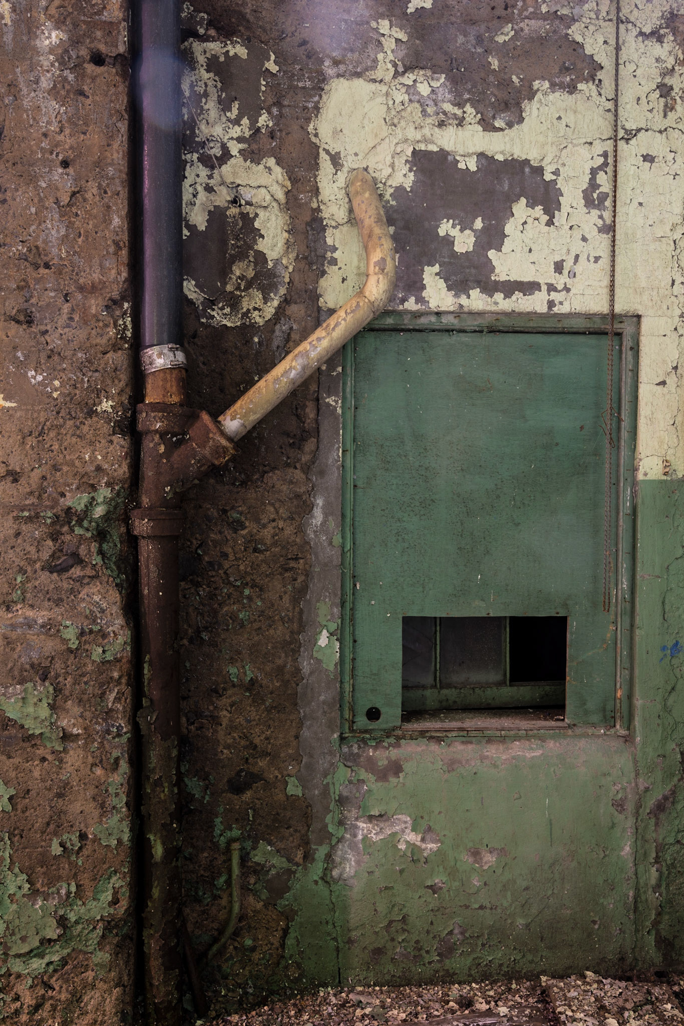 Part of the fun of exploring an old industrial site is trying to guess what things were used for, like this opening in a wall