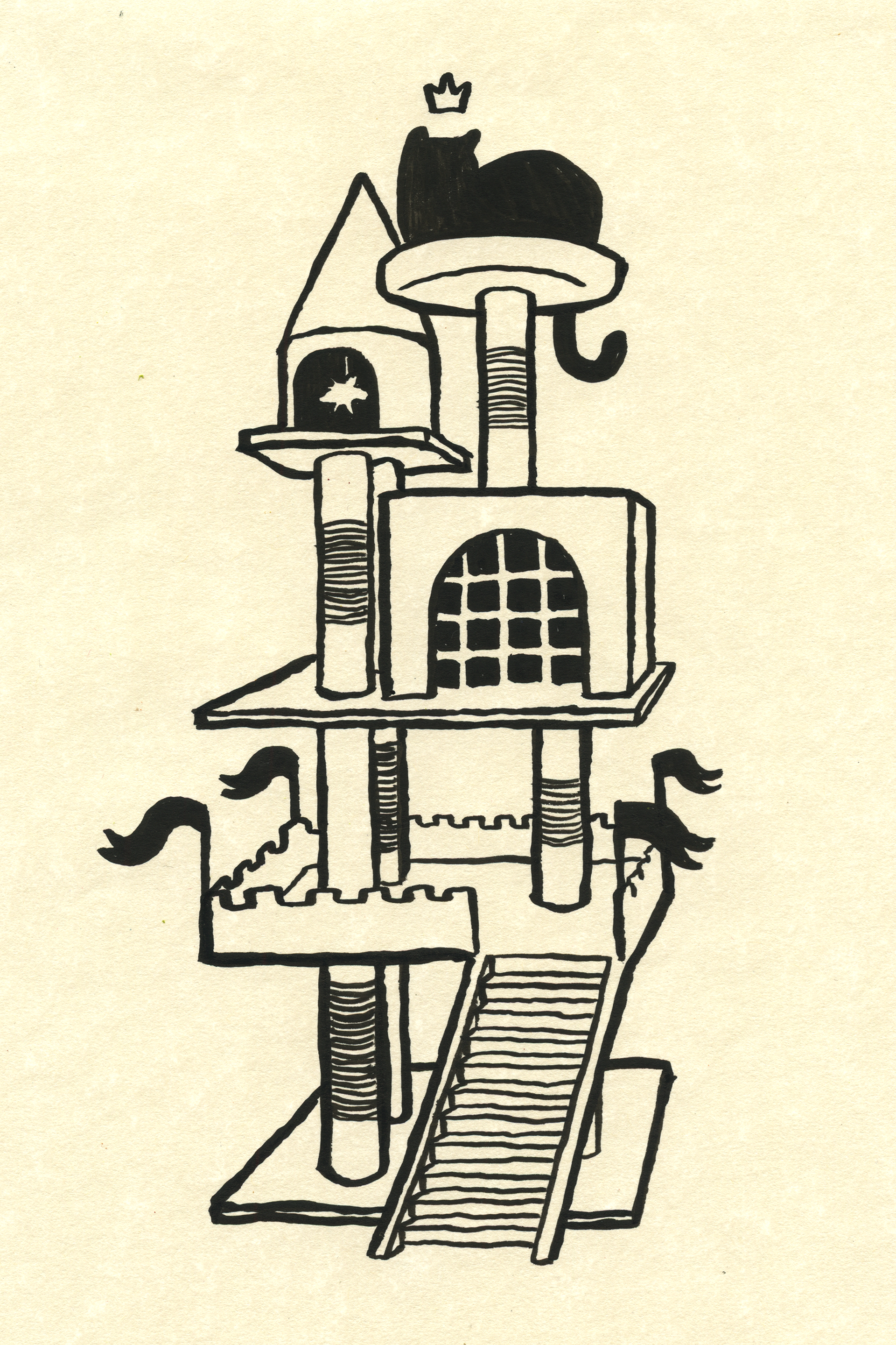 King of the Castle, India ink on parchment, 2024