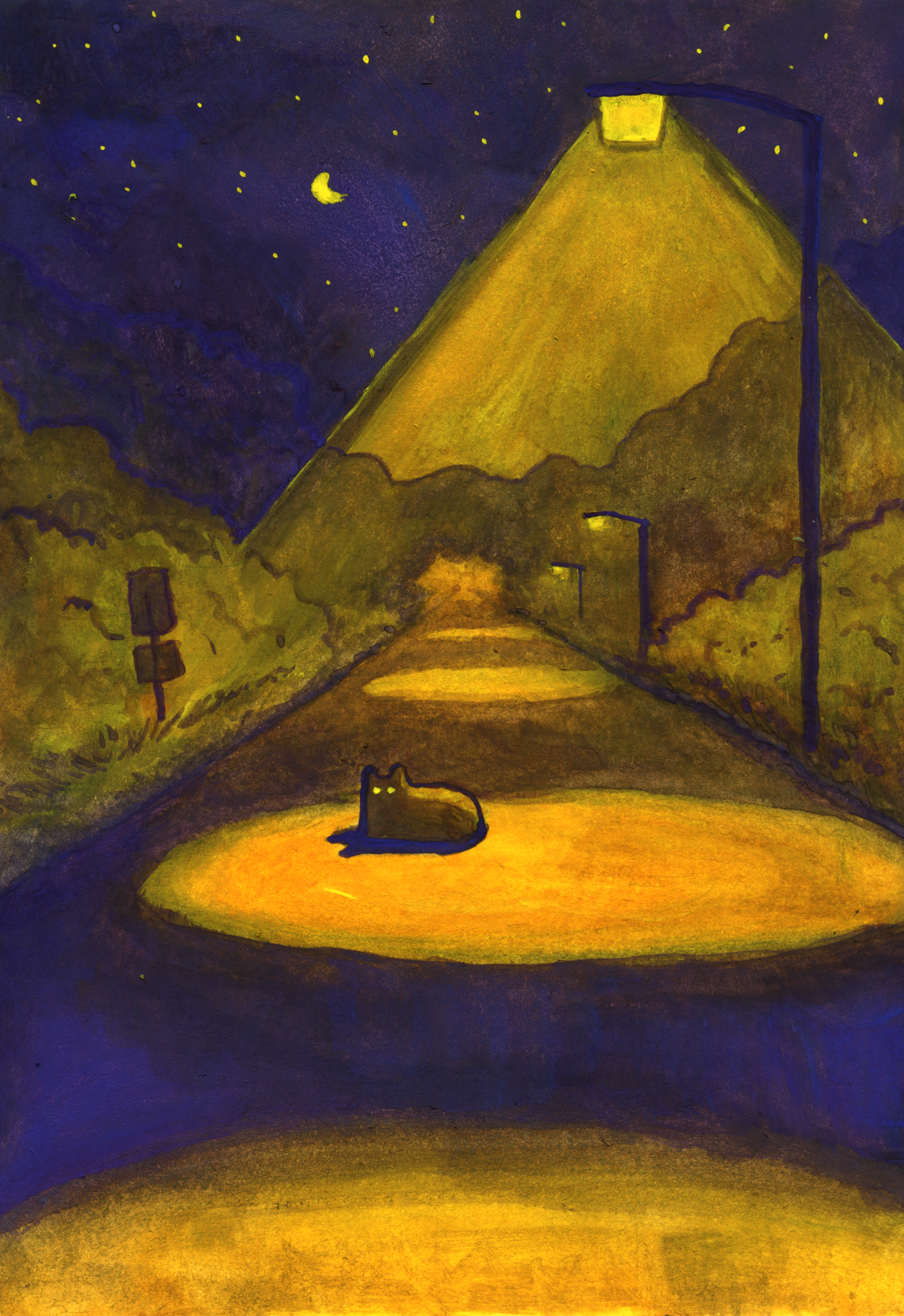 The Midnight Loafer, Gouache on paper, 2024