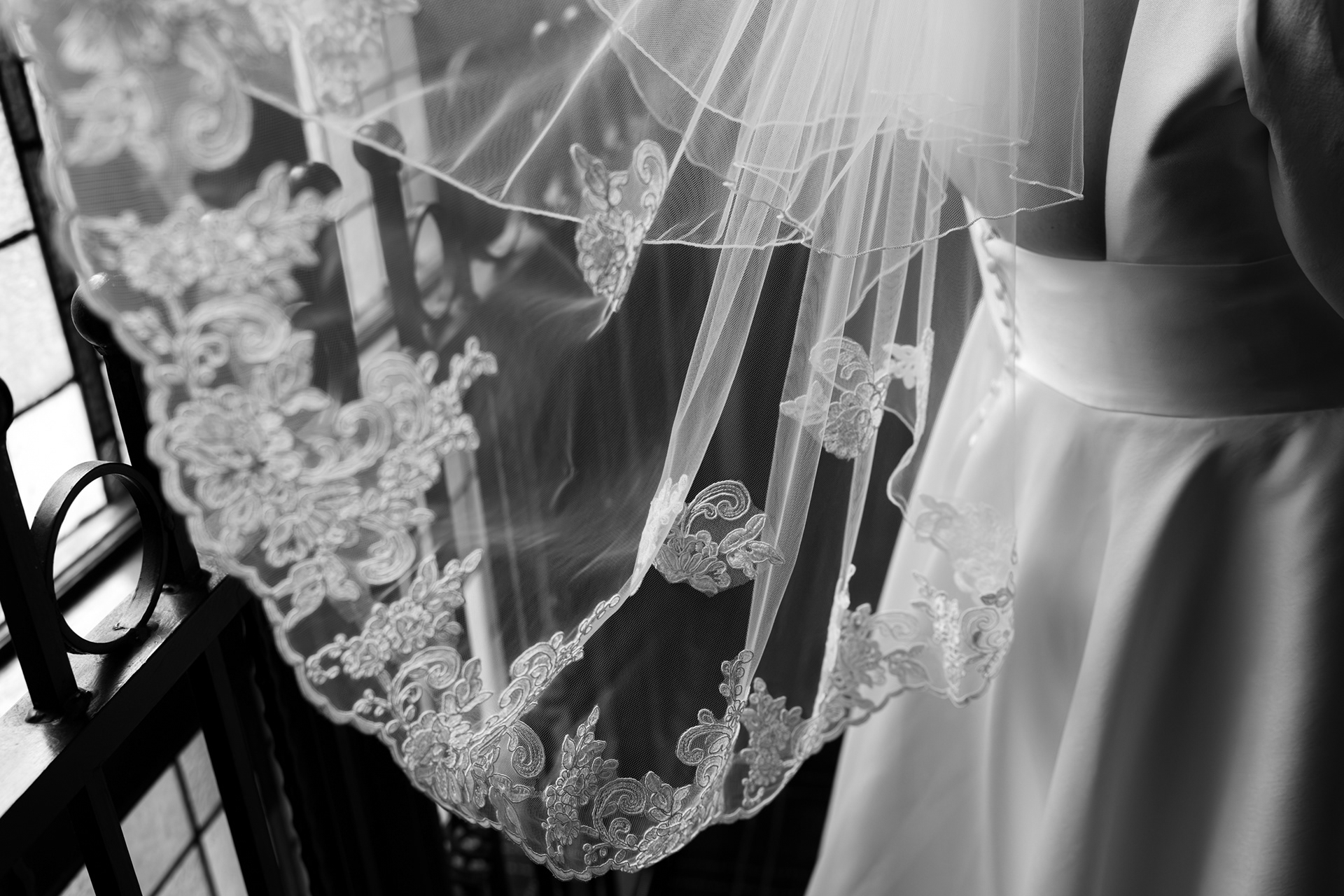 Aberdeen wedding: Detail shot of lacy veil.