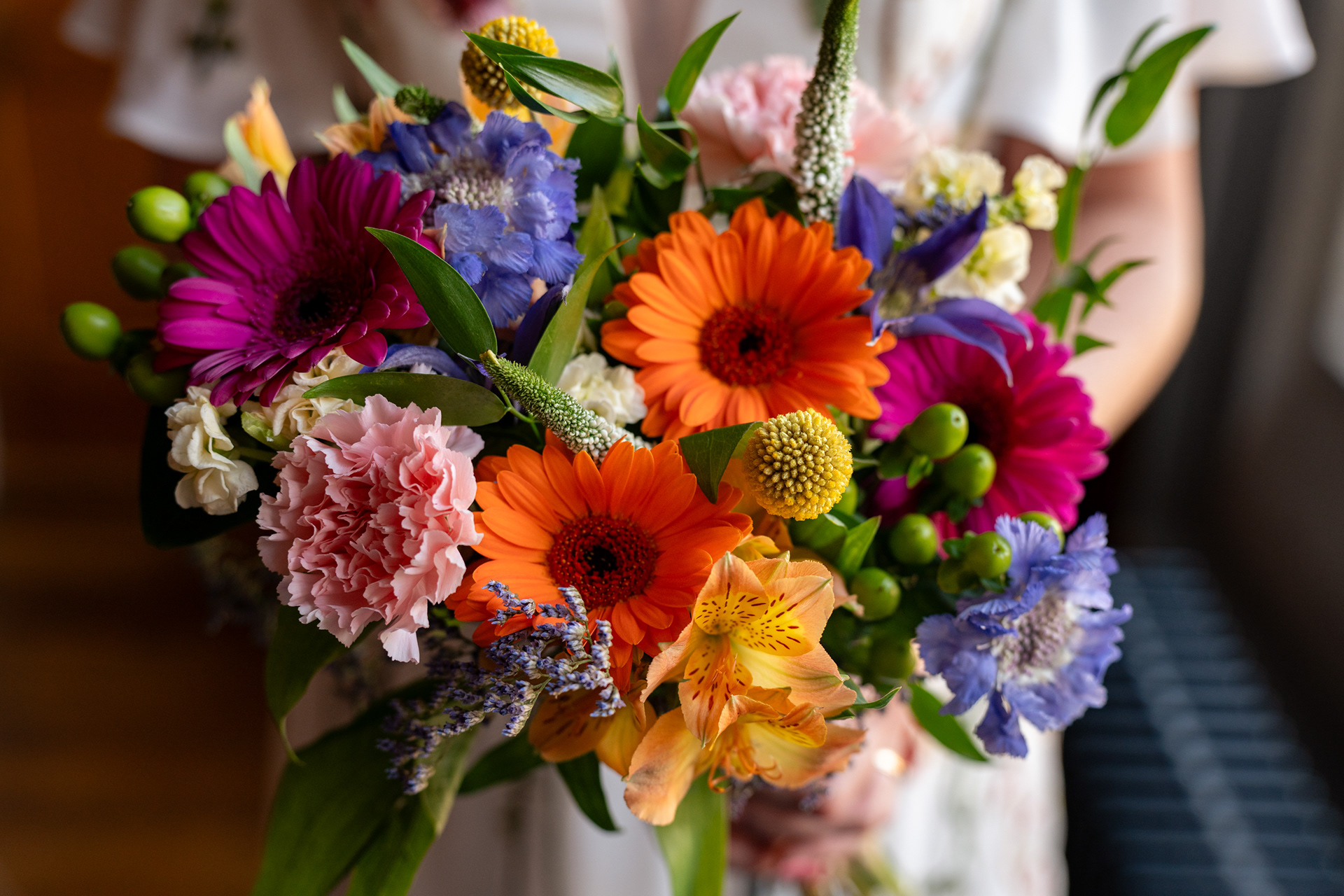 A colourful bouquet, pictured during a Marischal College wedding ceremony.