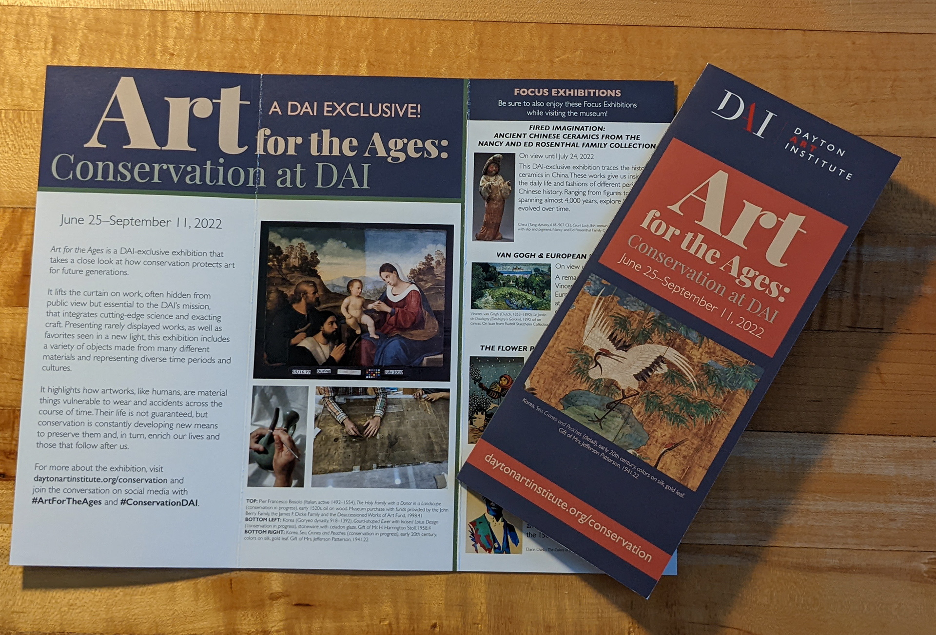 Art for the Ages print rack cards. These are also produced as a digital version that can be downloaded from the website or email newsletters.