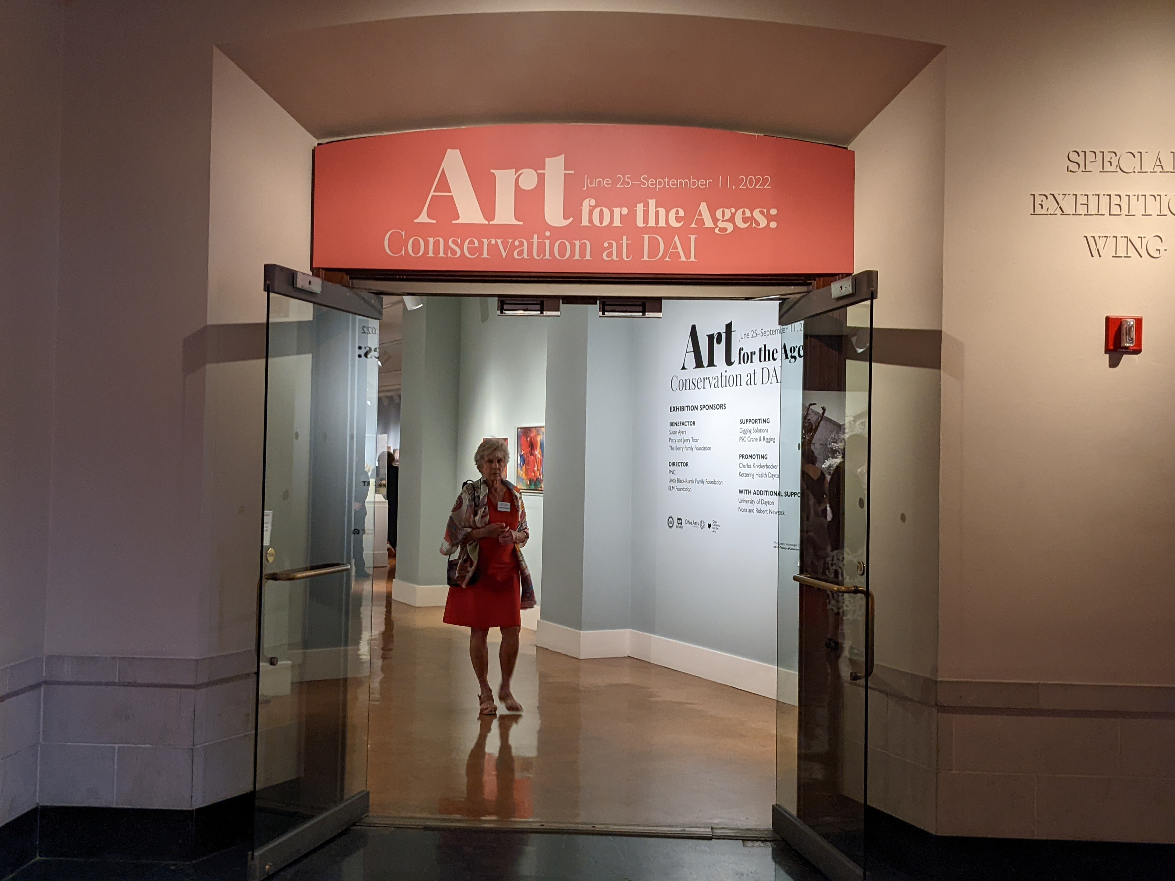Art for the Ages lunette above the Special Exhibition gallery entrance.