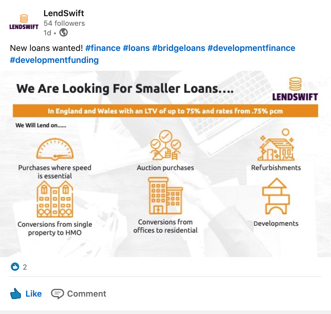An example LinkedIn post