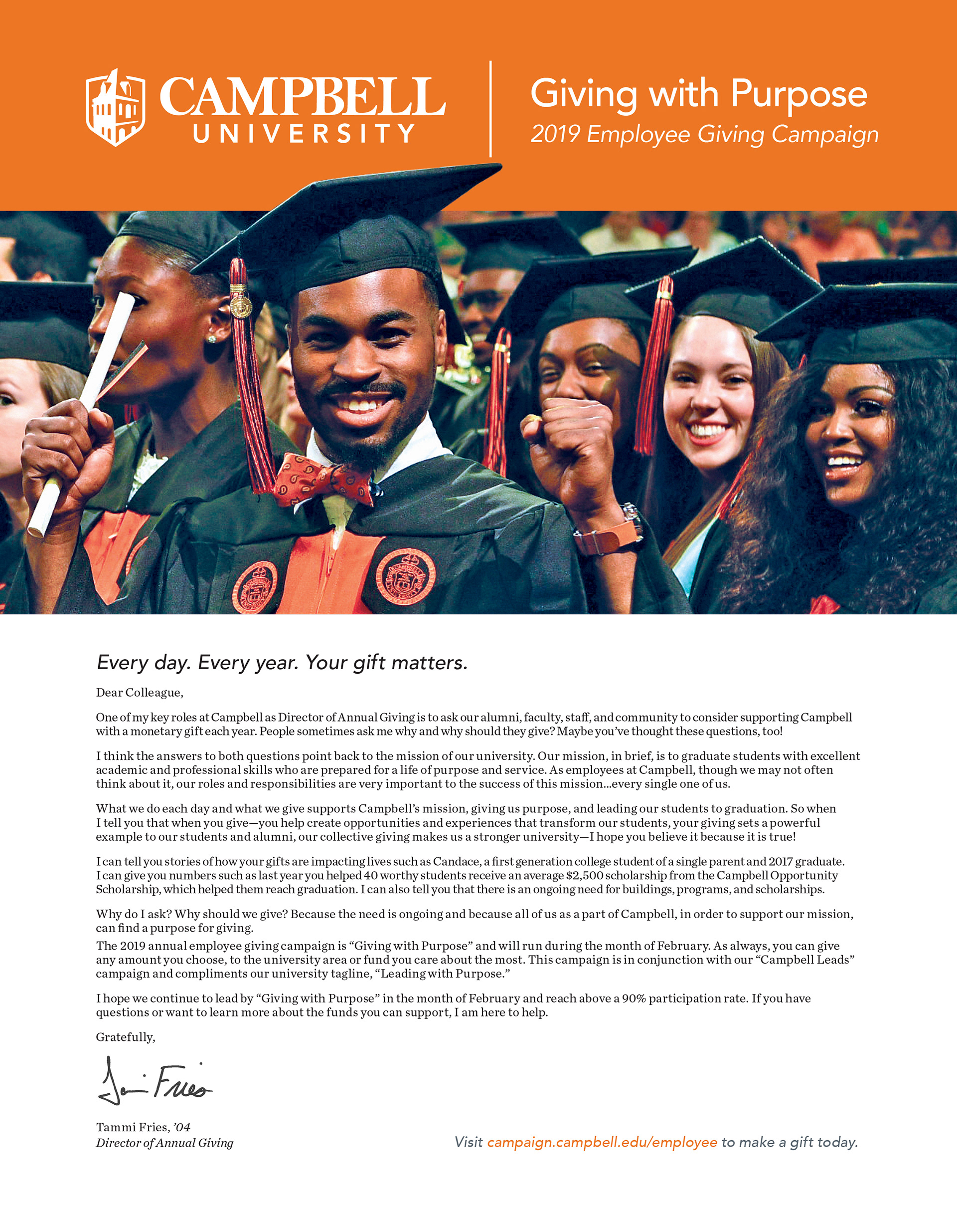 Mailer used in the 2019 Employee Giving Campaign