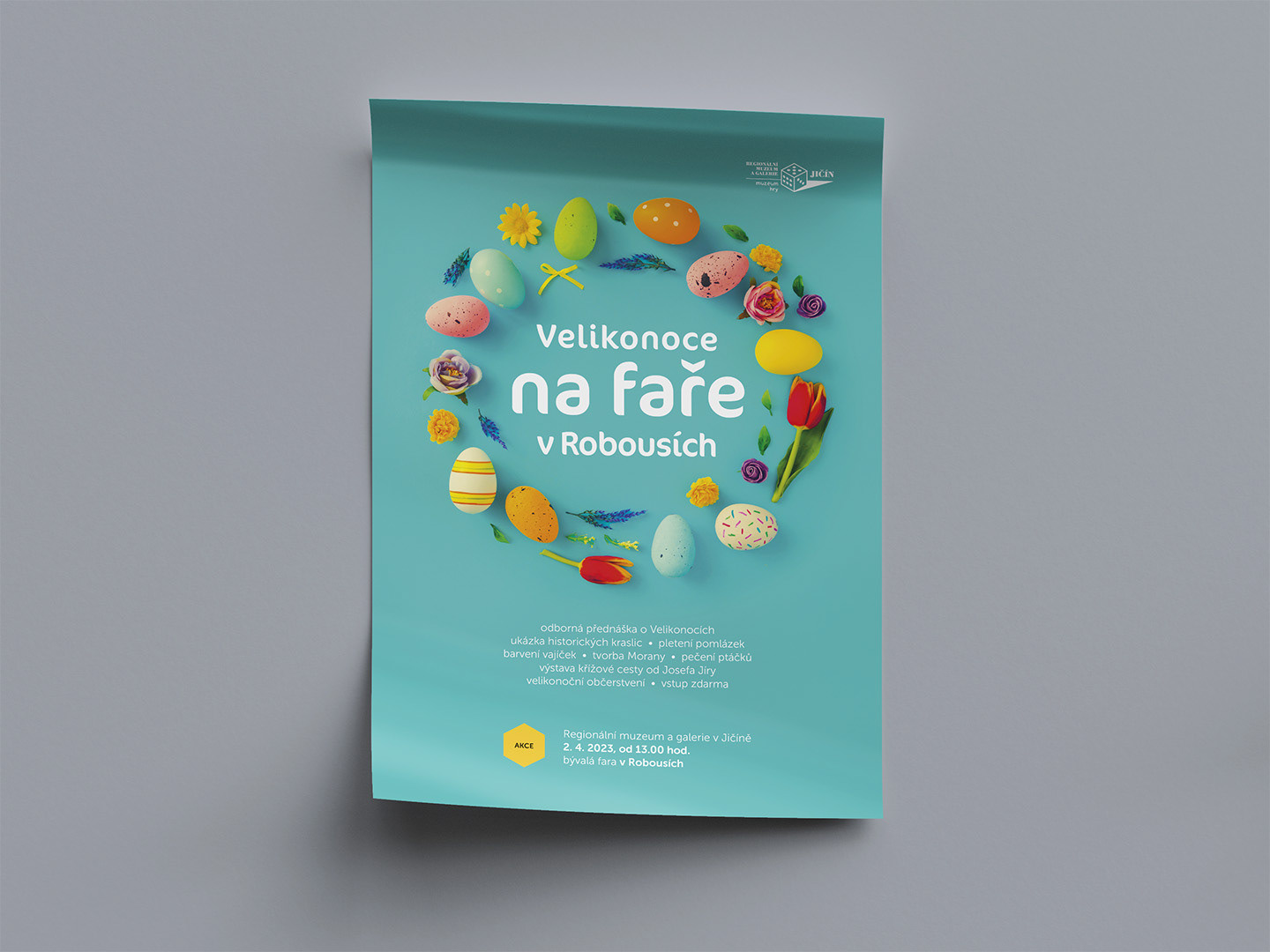 Regionální muzeum a galerie v Jičíně, plakát Velikonoce na faře, A2, 2022