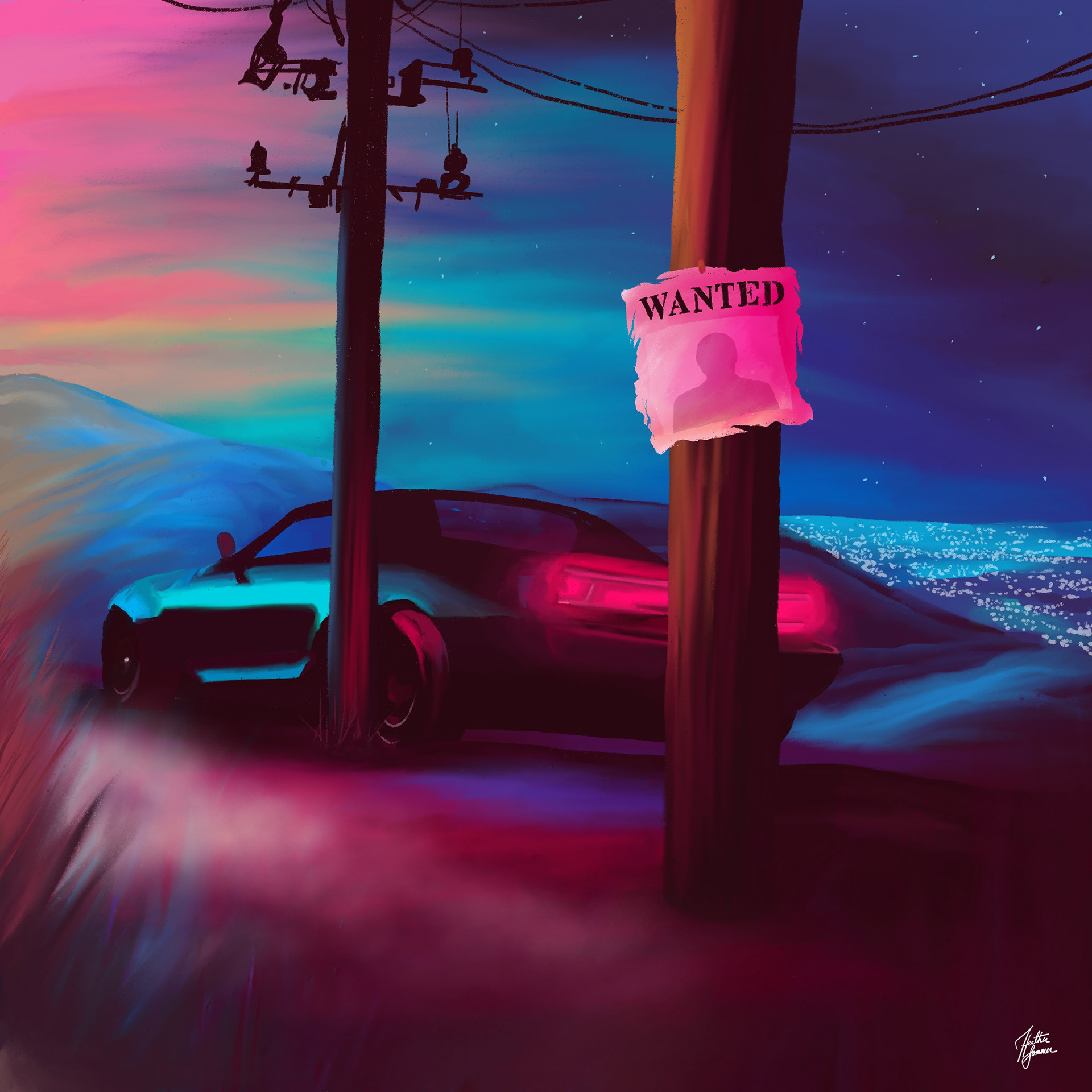 digital illustration for my own single 'Wanted'