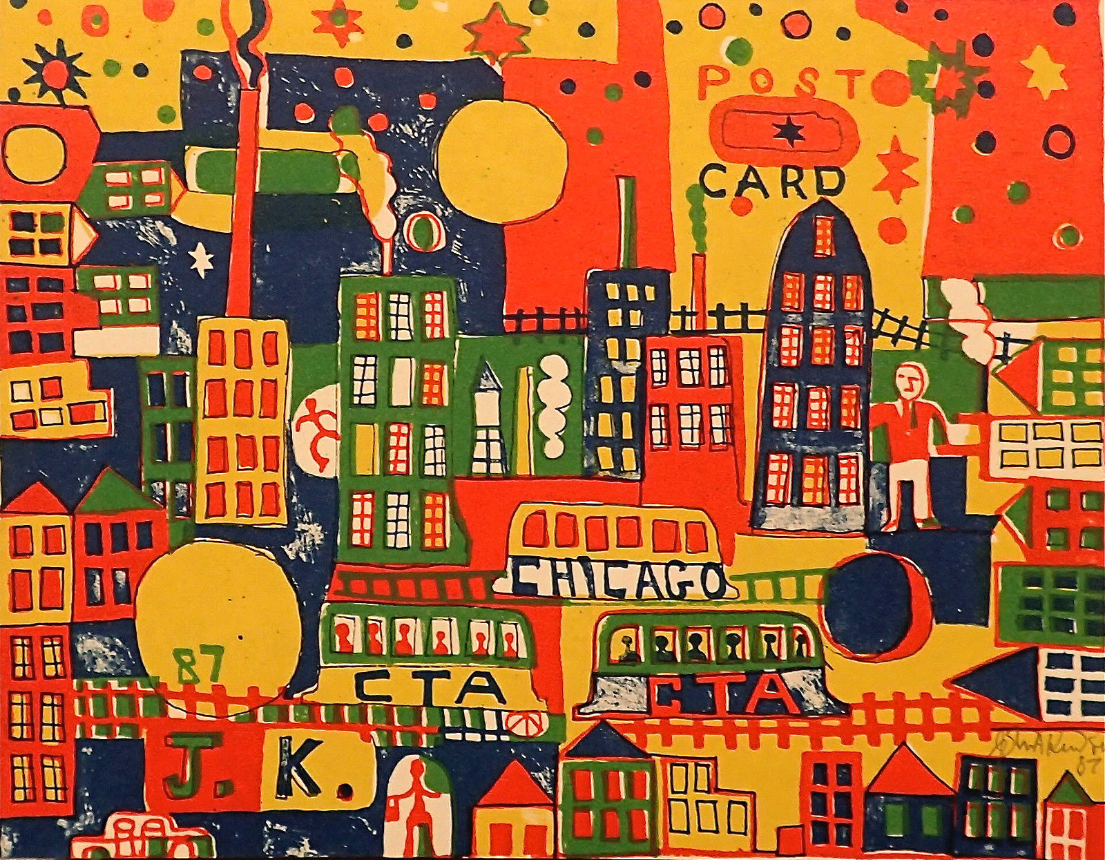 Untitled Cityscape, 1987 Silkscreen Print  7” x 9” S87