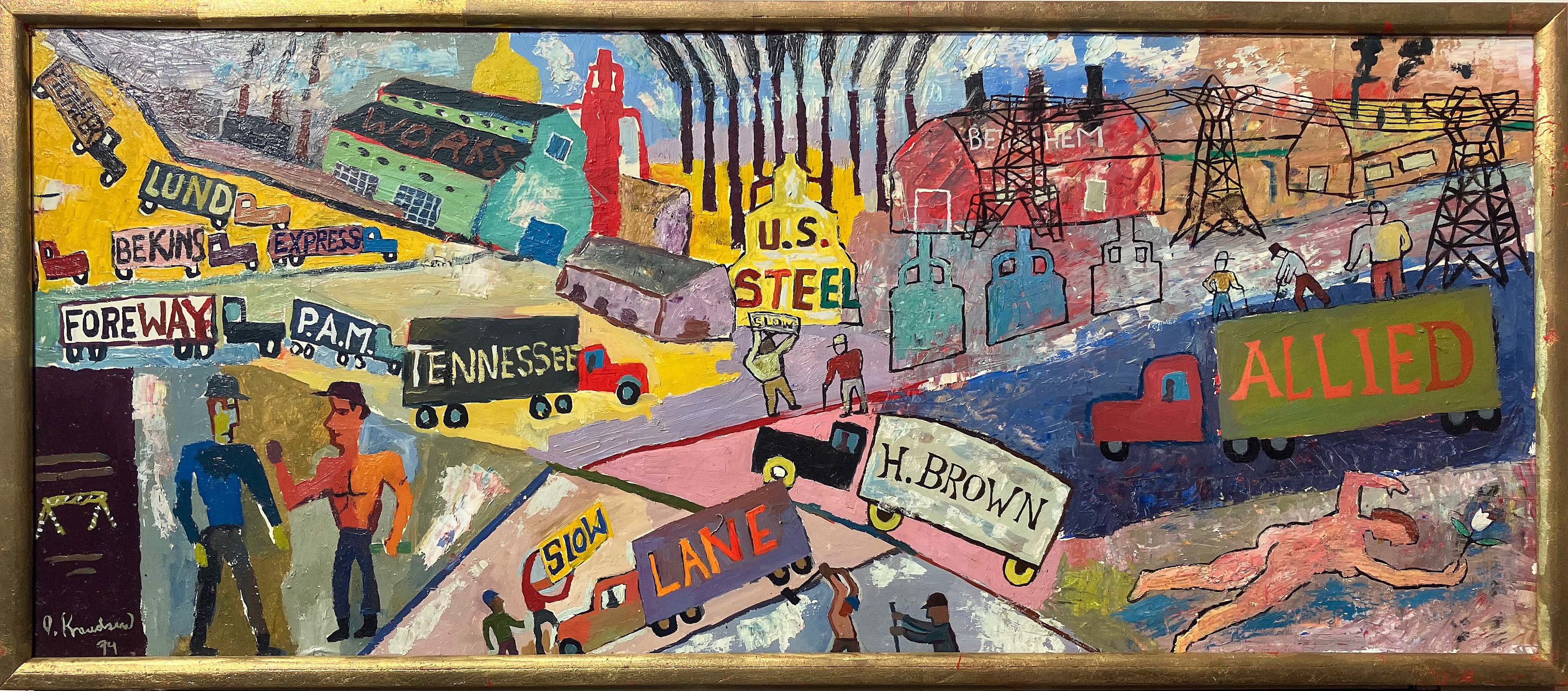 Workers Fantasy, 1994 Oil on Board 12” x 28” P94.137