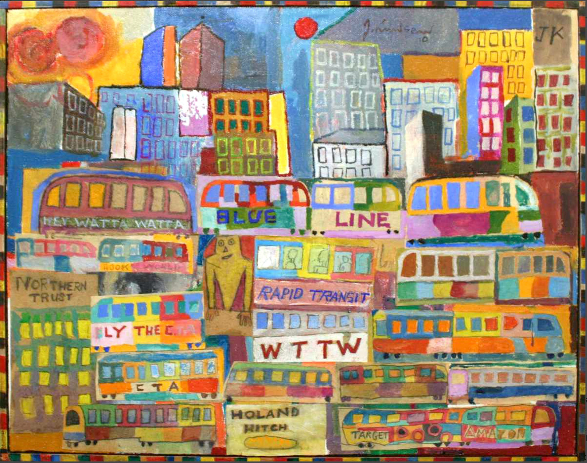 Untitled (Cityscape), 2010 Oil and Collage on Canvas  14” x 18” P10.093