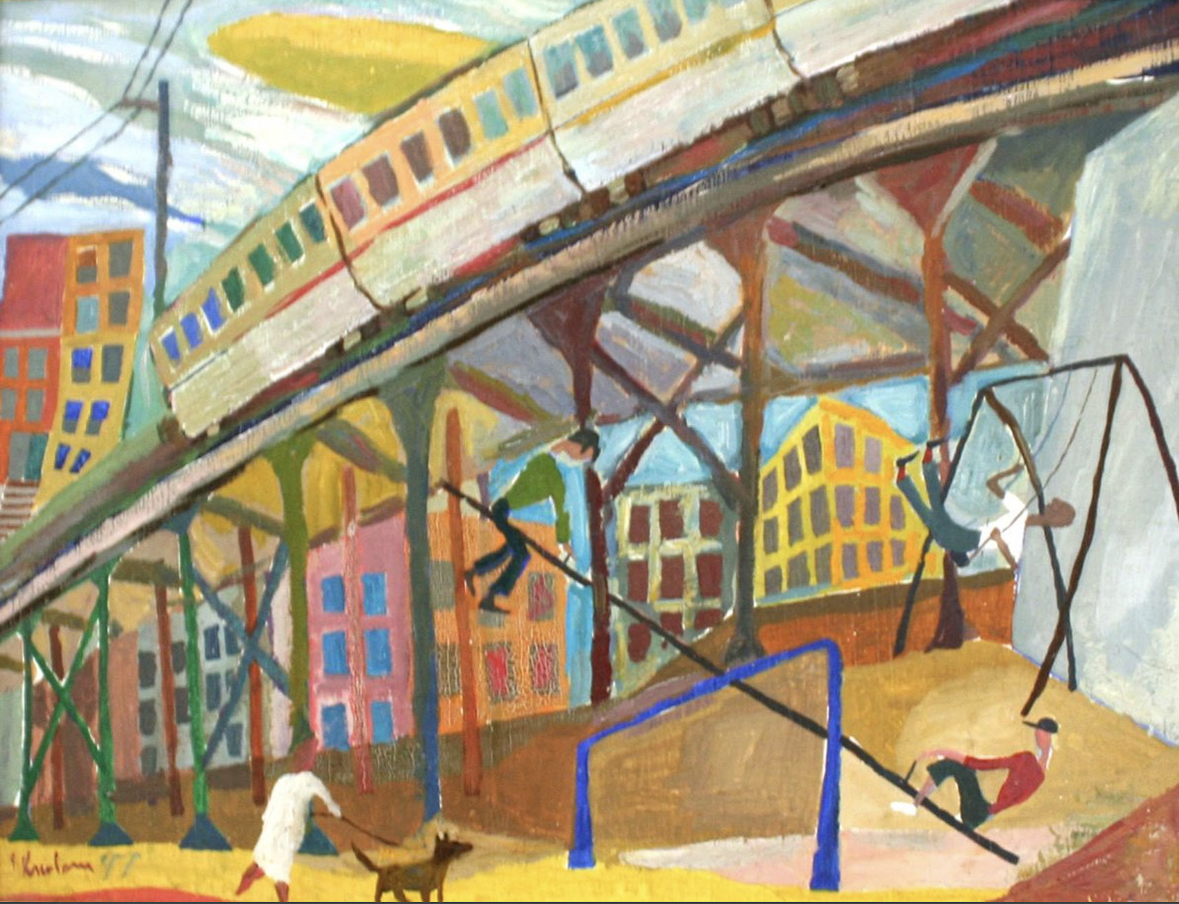 Untitled (Under the El), 1997 Oil on Panel  9.25 x 12.25” P97.108
