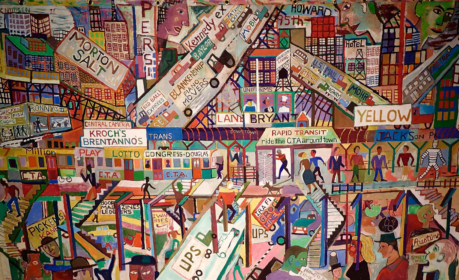 Street Wise, 1998 Oil on Canvas Unmounted with Grommets along top edge  62” x 96” P98.107