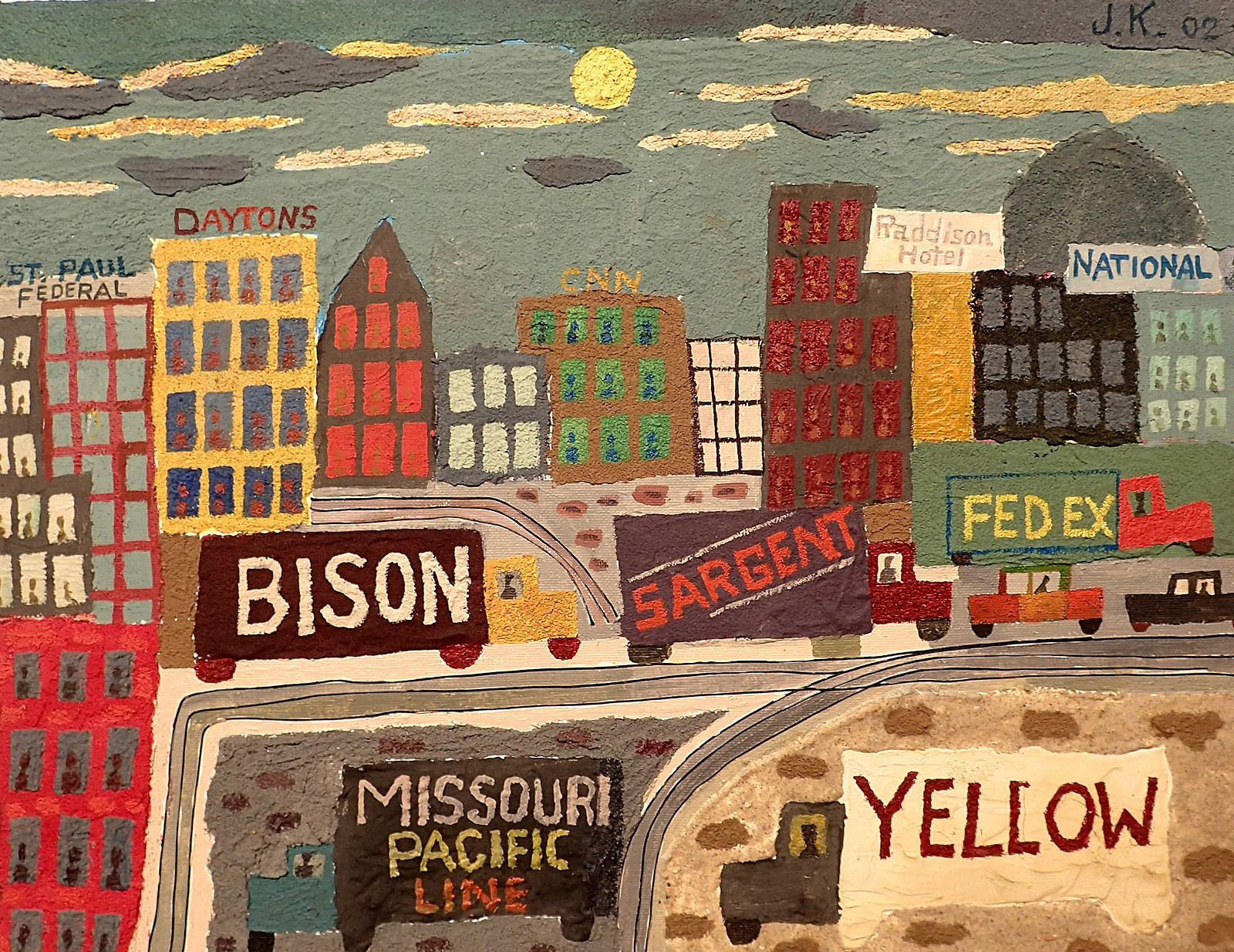 Untitled (Cityscape), 2002 Oil and Sand on Canvas Board 14” x 18” P02.091