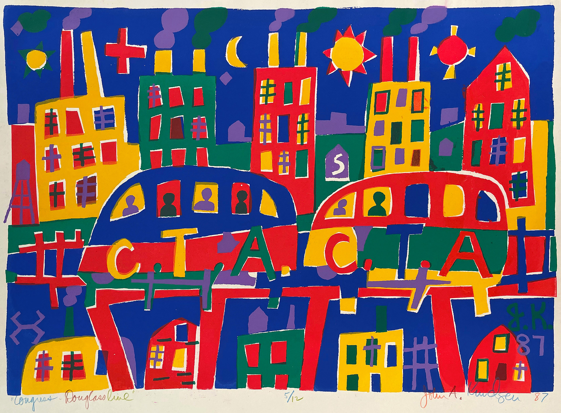 Congress-Douglas Line, 1987 Silk Screen Print  17” x 24” Image Size S87.233