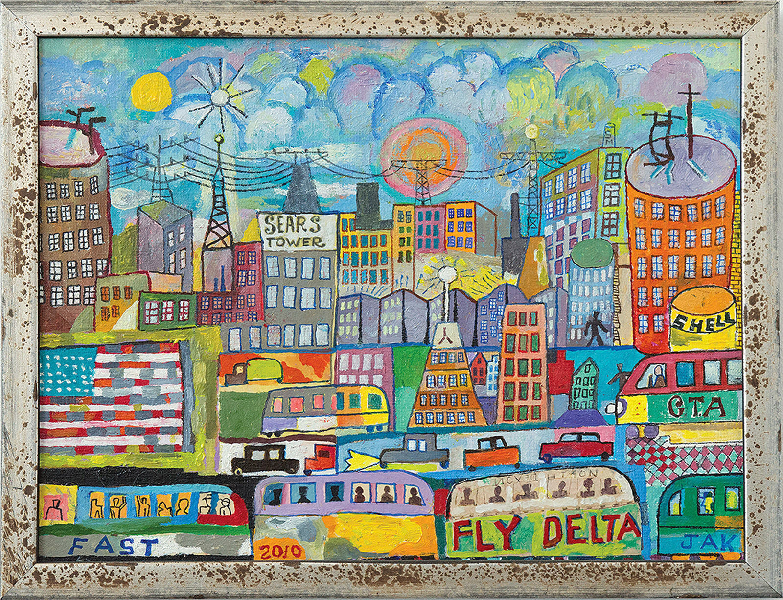 Untitled (Cityscape), 2010 Oil and collage on Canvas Board 12” x 16” P10.098