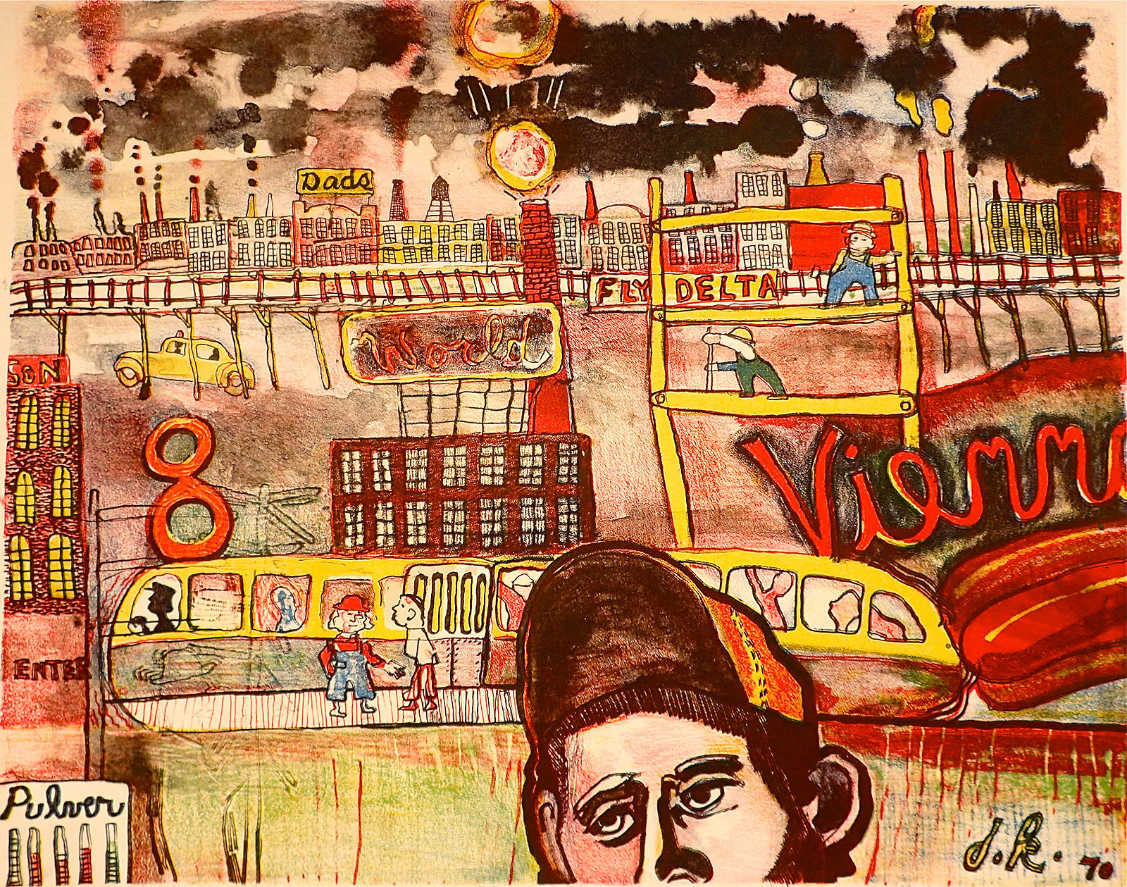 Yellow Cab, Puffa Smoke, 1970 Lithograph  15” x 19” L70.236