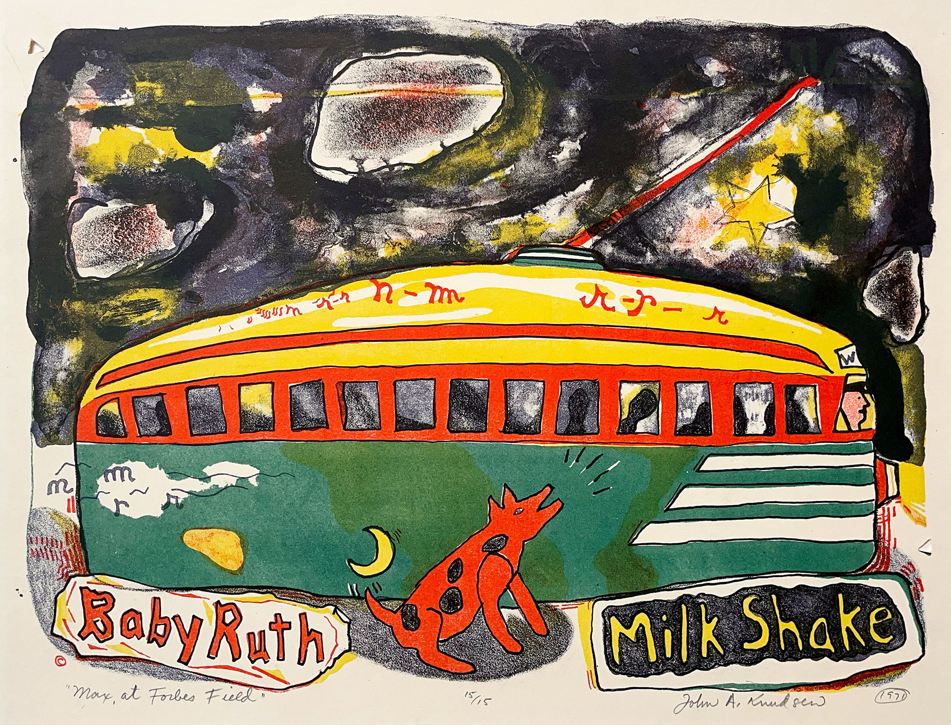 Max, at Forbes Field, 1971 Lithograph  11” x 14” L71.237