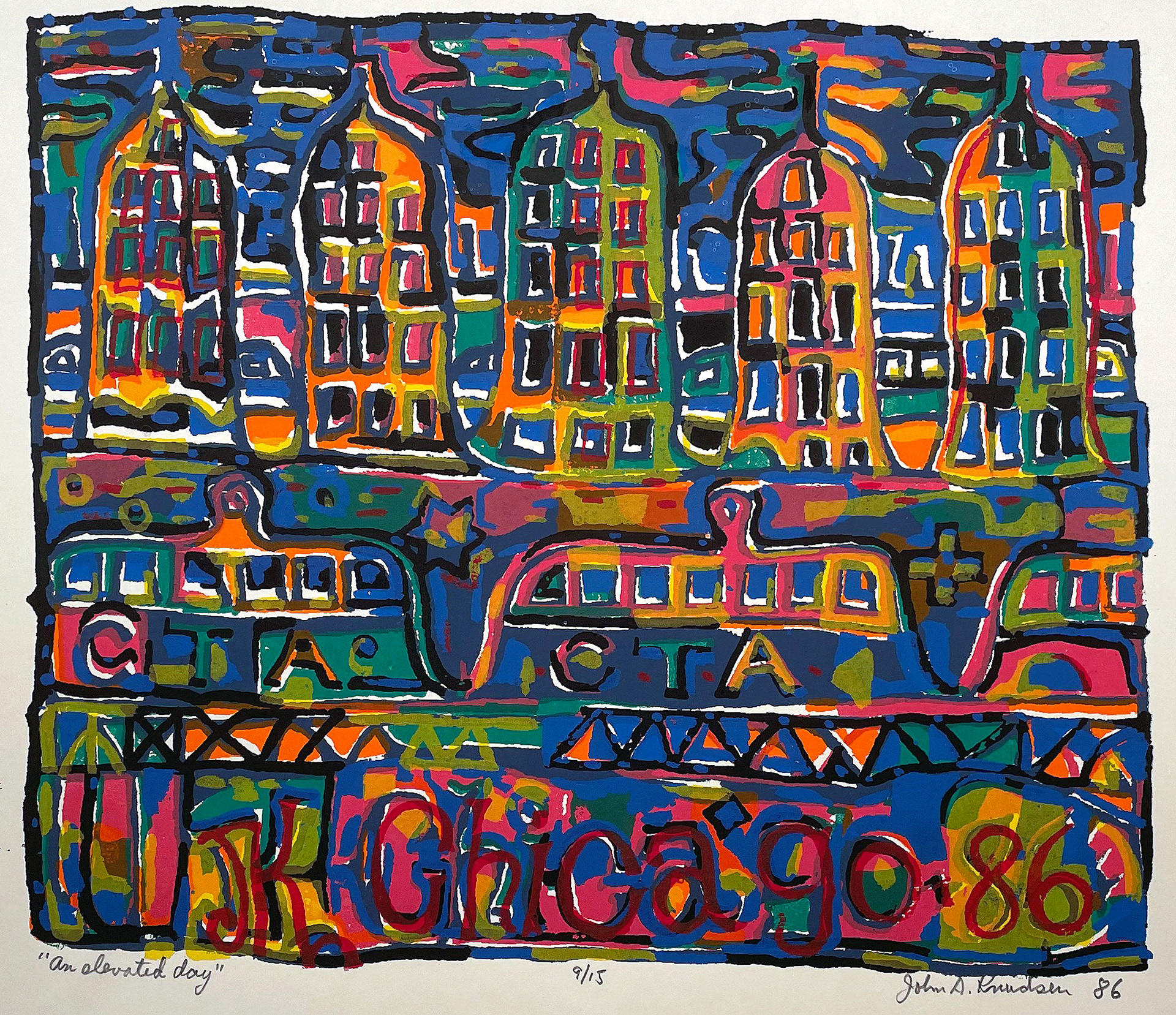 An Elevated Day, 1986 Silk Screen Print  9” x 11” Image Size S86.231