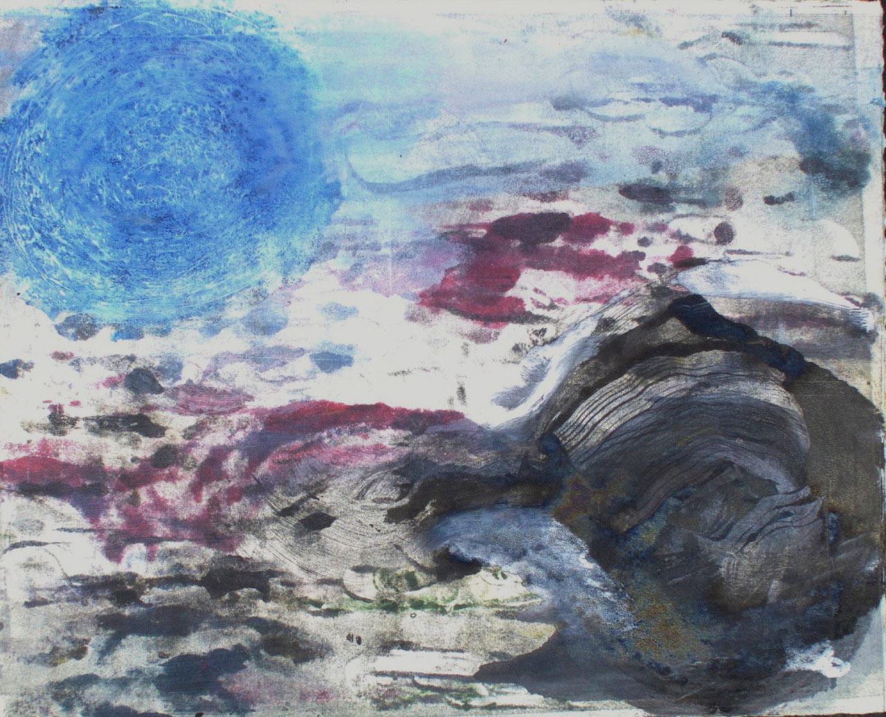 "Dreamer" 8x12in monoprint 