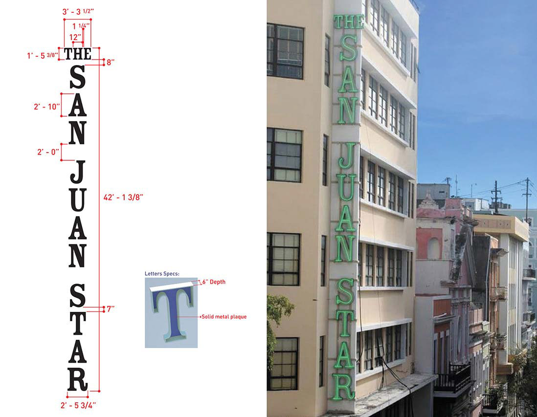 Graphic design for Newspaper's Building neon sign