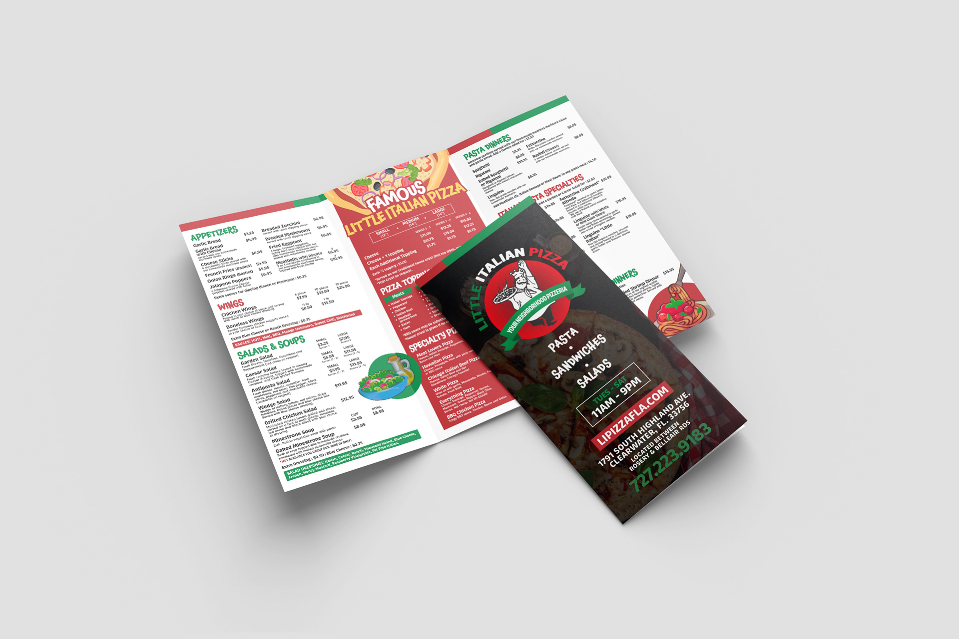 Italian Restaurant Tri-fold ToGo Menu