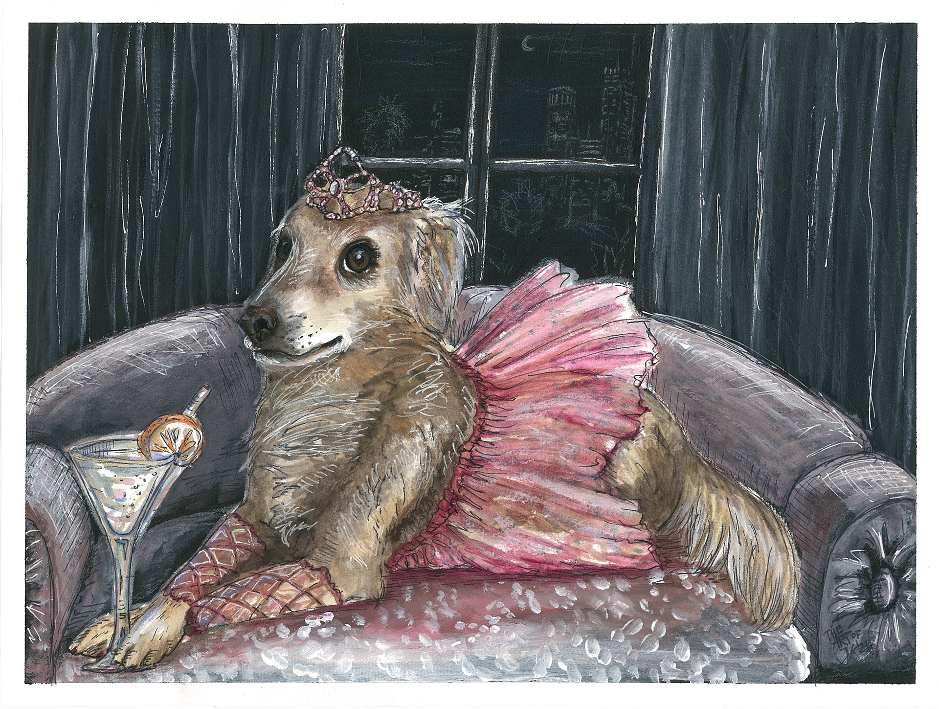 "Sammy in a TuTu" 2024, 24x32cm