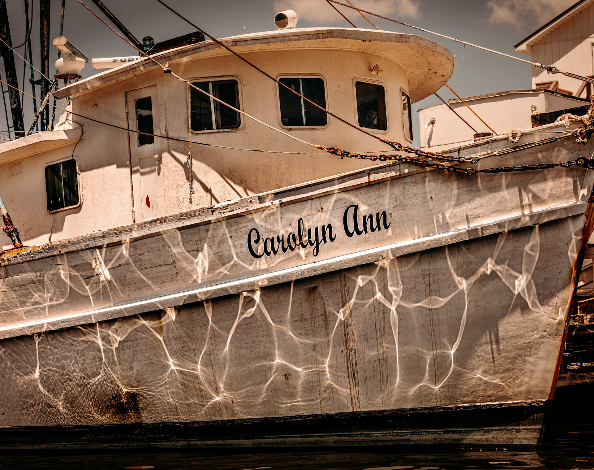 Fishing boats docked at Oriental, North Carolina USA