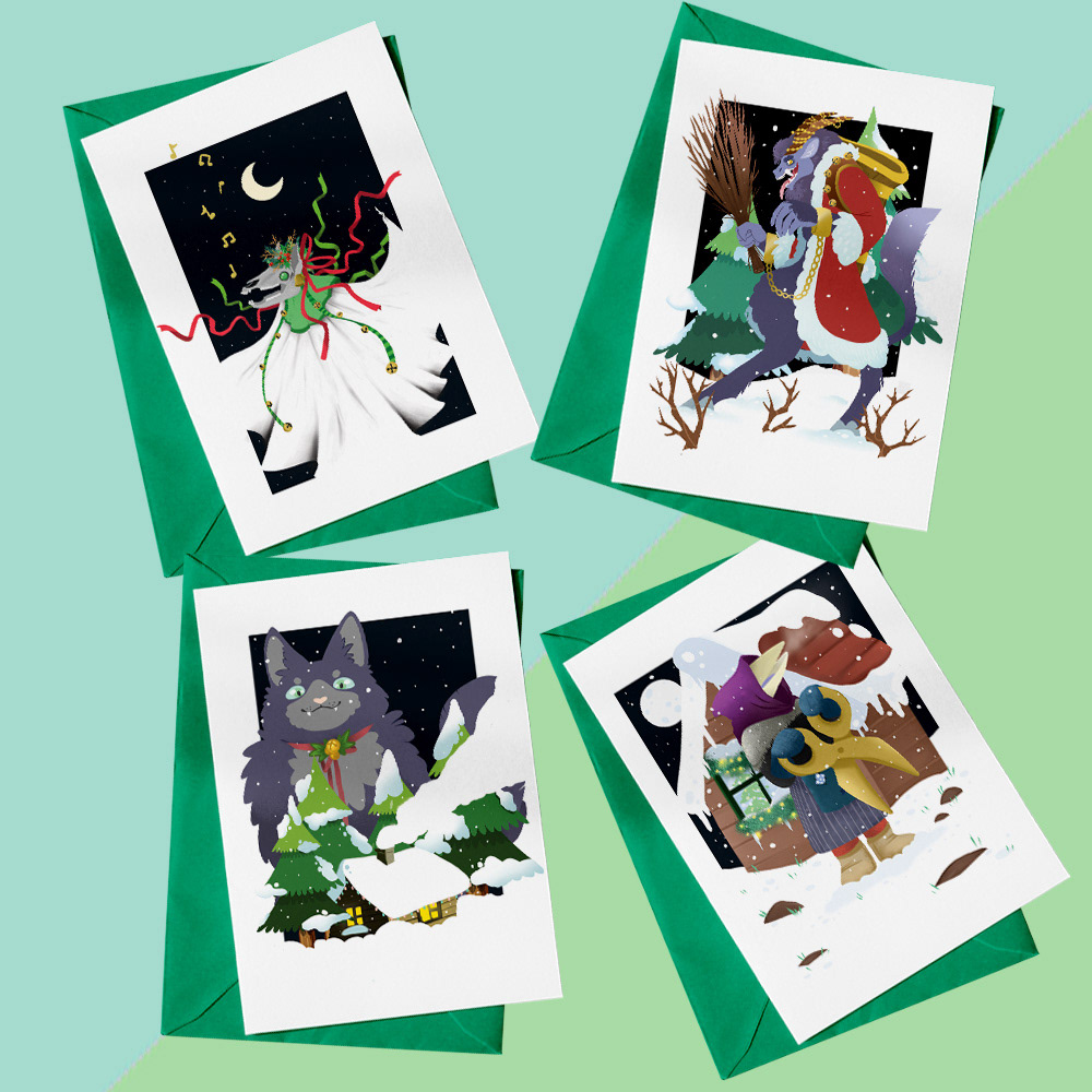 Yuletide Monsters: Holiday Card Set