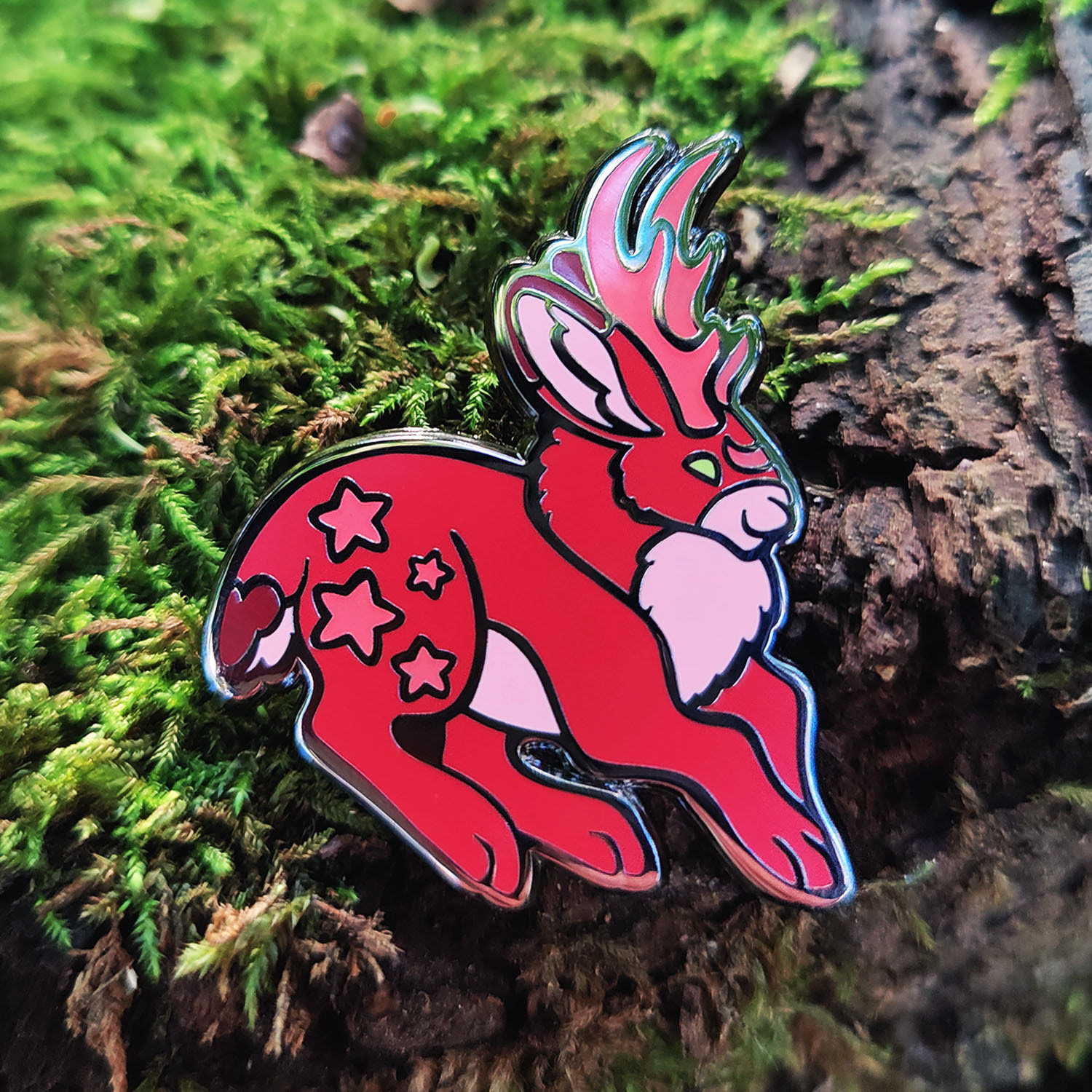 Blood Moon Jackalope Glow in the Dark Enamel Pin