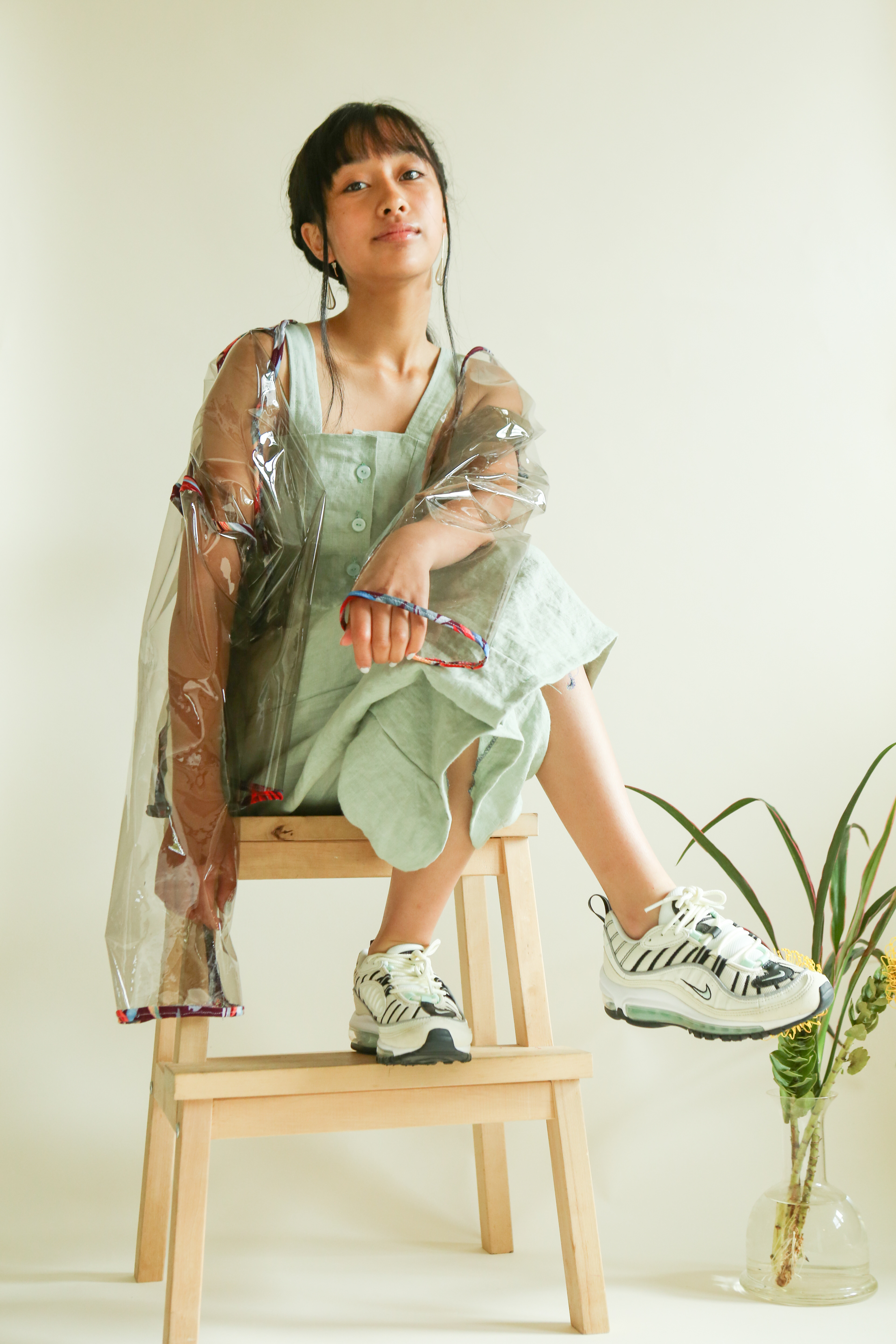 Lauryn in "Matching Set and Clear Jacket"