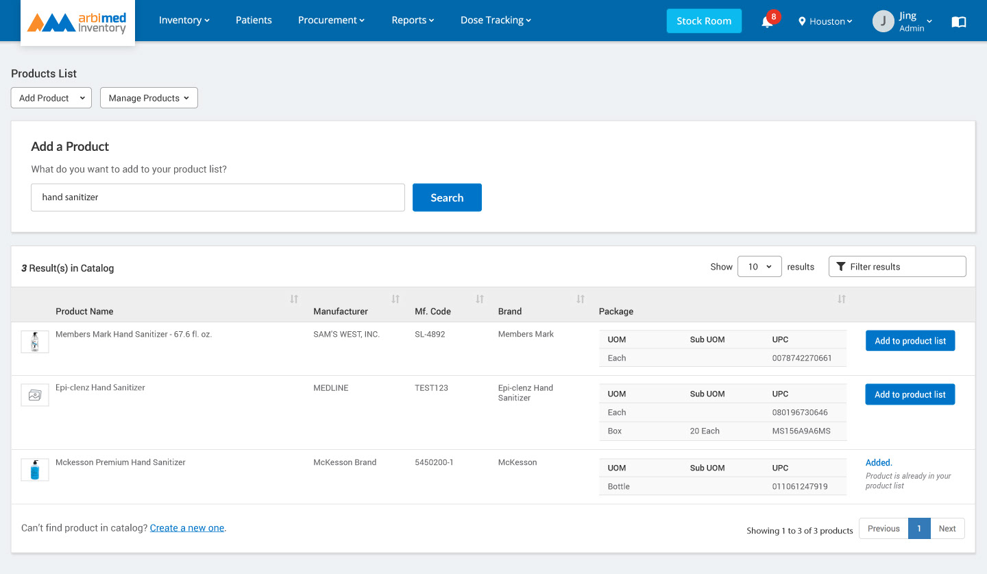 Add a product from the global catalog