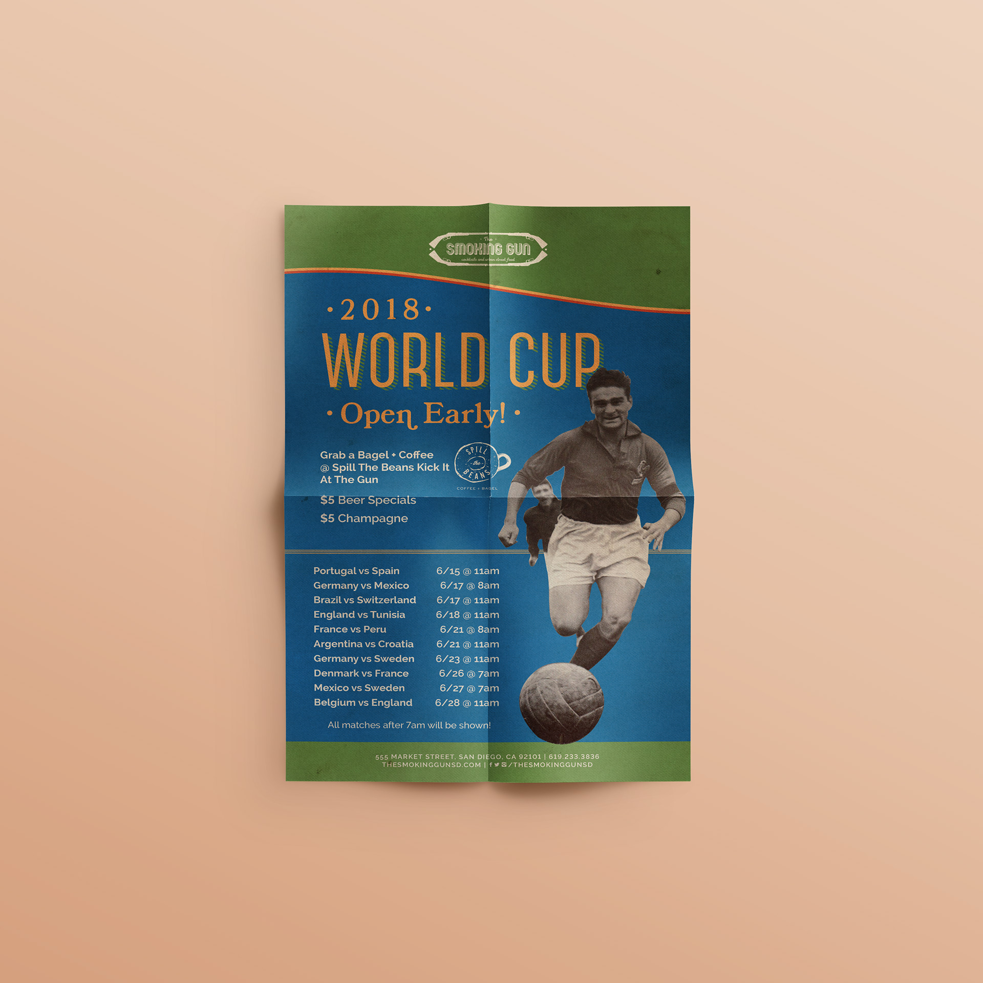 Poster with the schedule for the World Cup games in 2018.