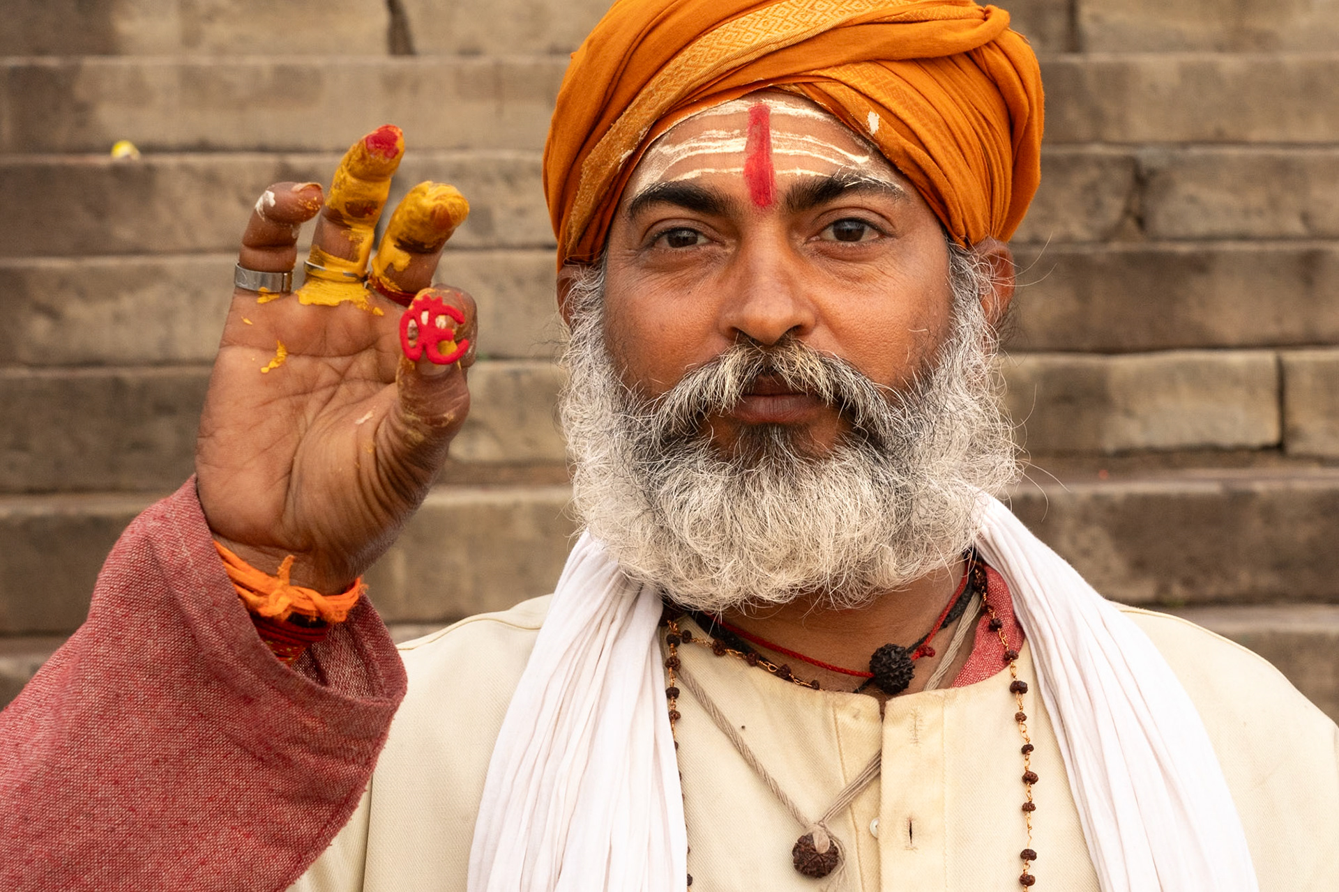 Sadhu Applying Tilaka Mark