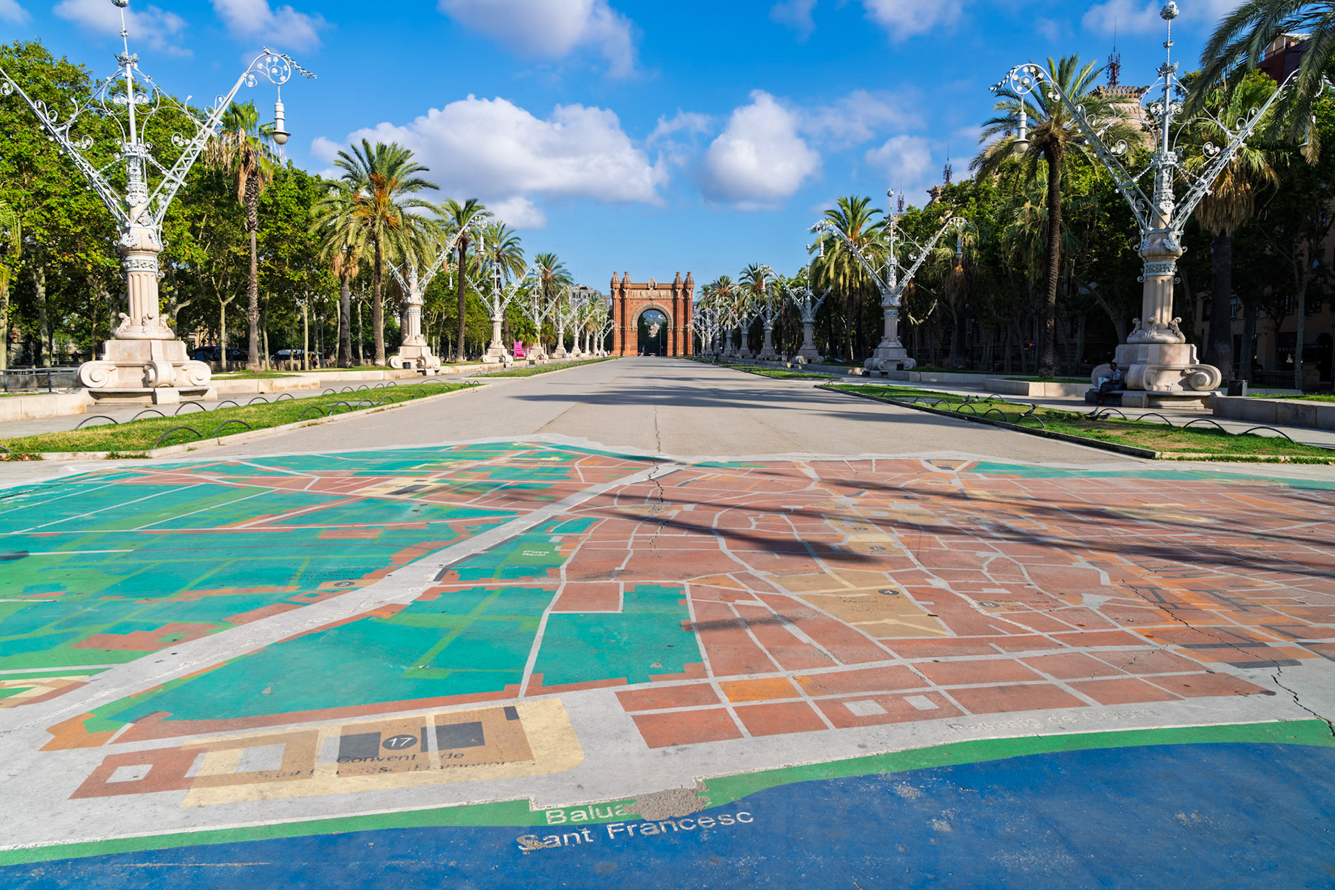 Walkway to Arc de Triomf, Barcelona, Spain