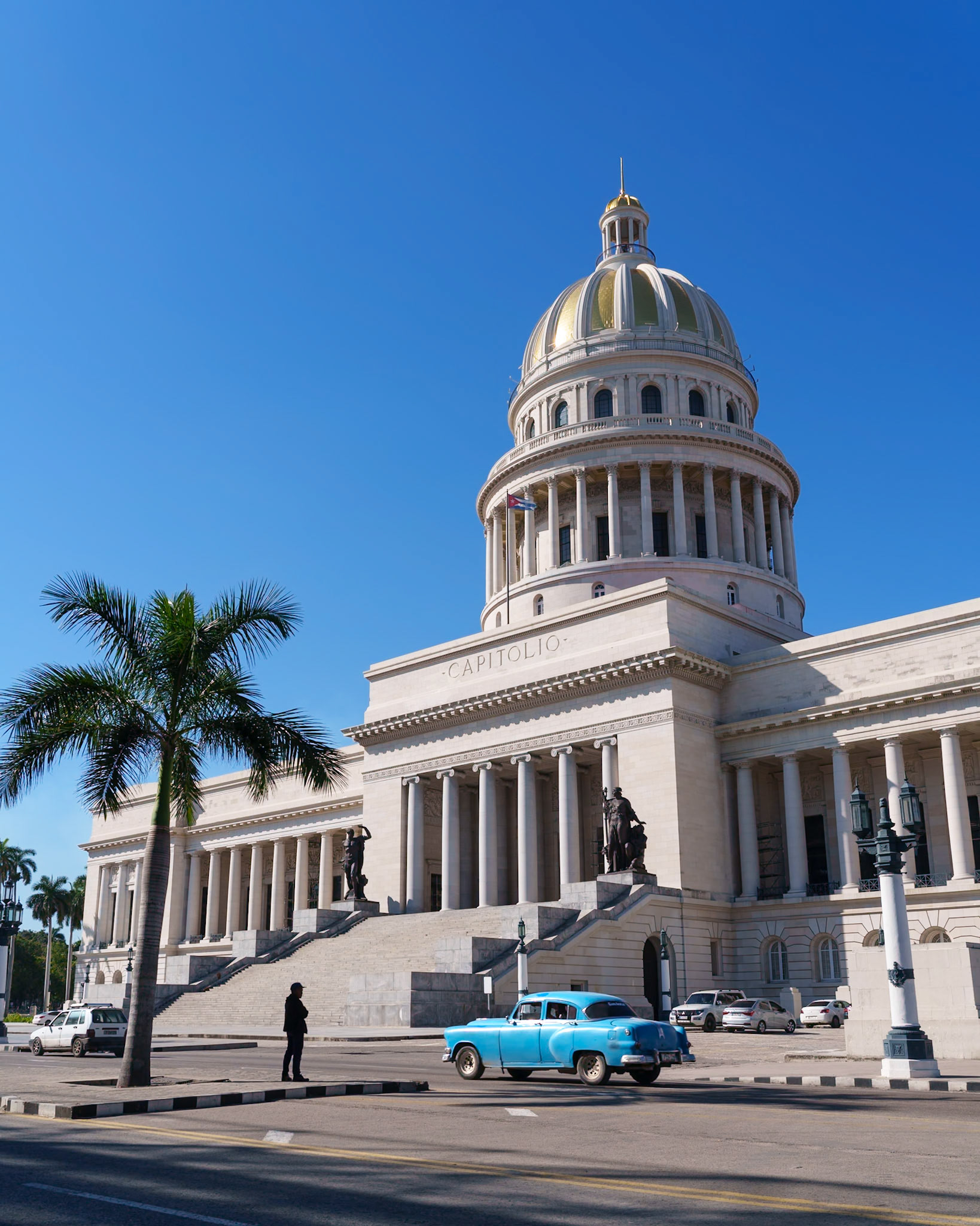 Capitolio with Blue Car
