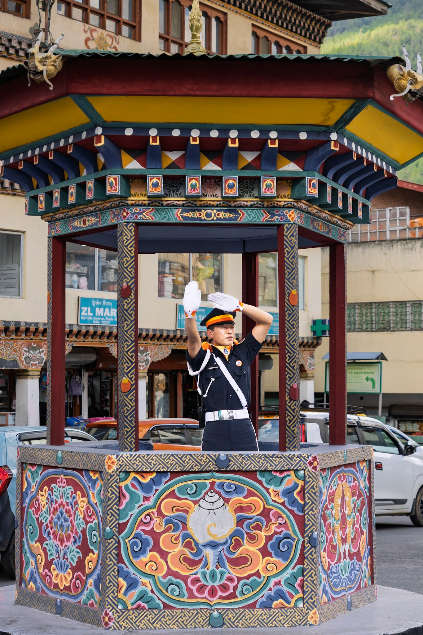Human Traffic Light in Thimphu