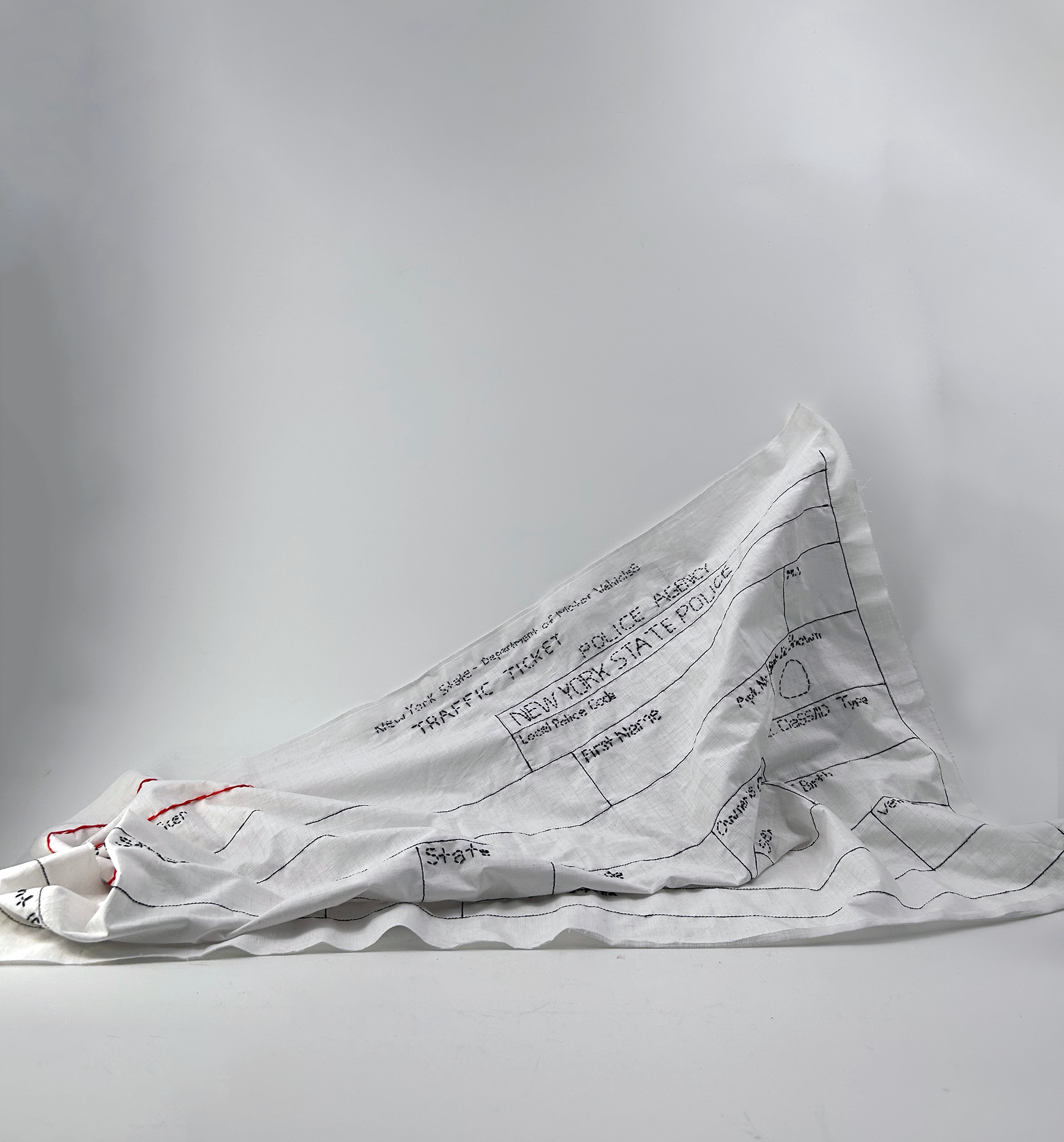 "Temporality" 36x21" Embroidery and machine sewn on fabric, March 2024