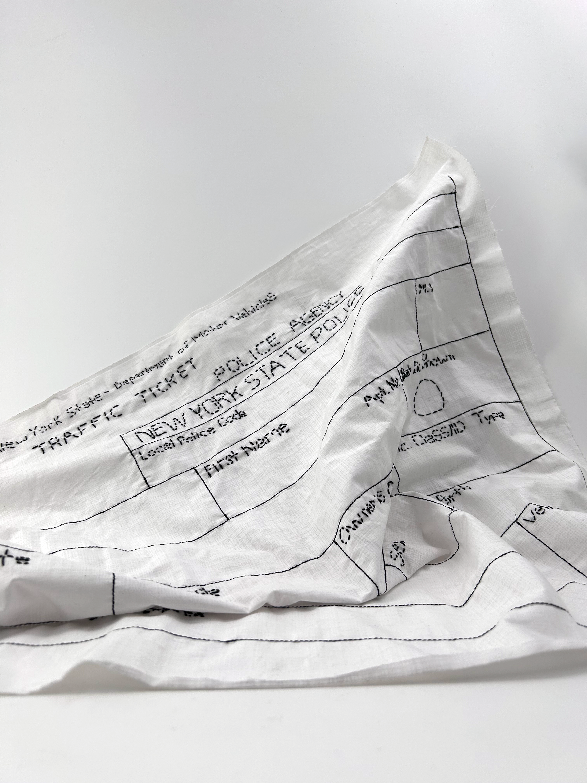 "Temporality" 36x21" Embroidery and machine sewn on fabric, March 2024