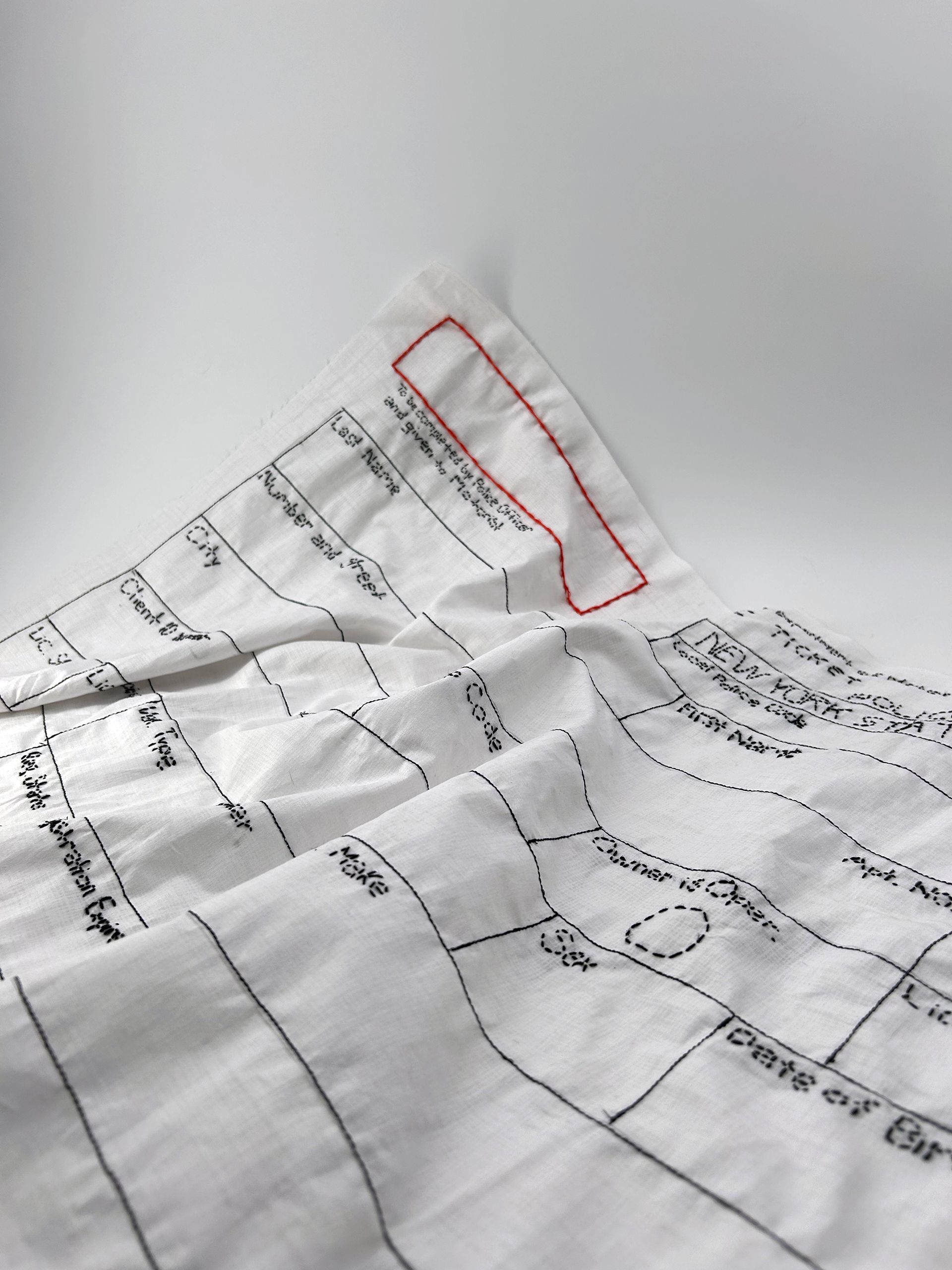 "Temporality" 36x21" Embroidery and machine sewn on fabric, March 2024