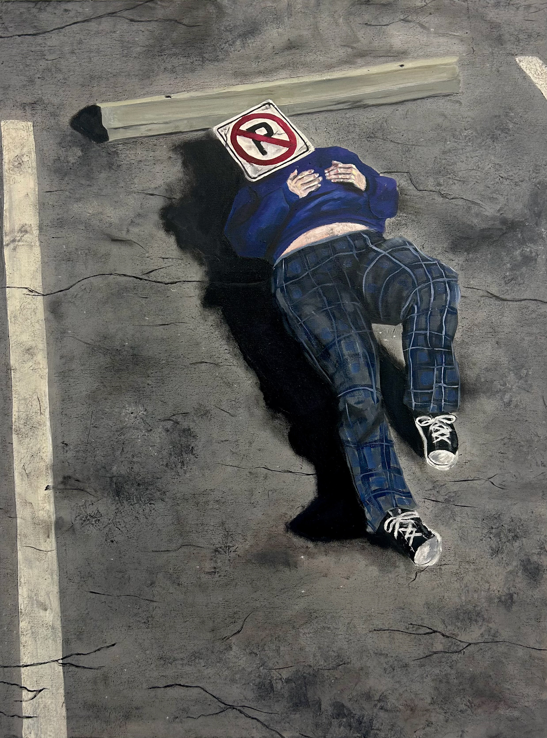 Sign of Restraint, 2024, Oil and charcoal on canvas, 30"x40"